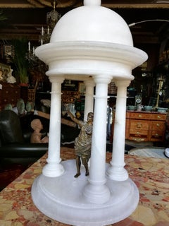 Alabaster Temple 19th Century with Bronze Roman Emperor Grand Tower
