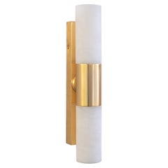 Alabaster Tube 2-Light Gold-Plated Brass & Alabaster Wall Lamp
