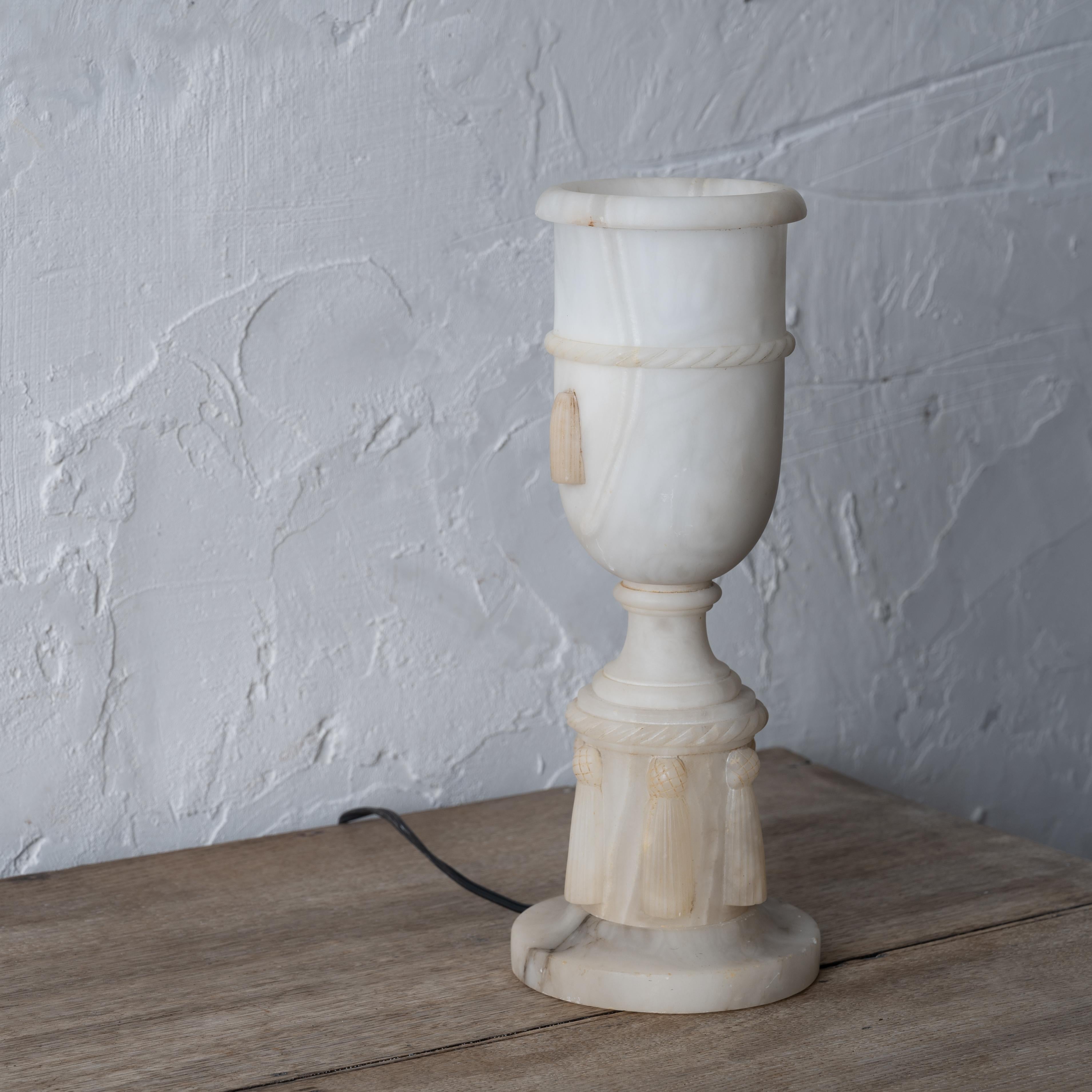French Alabaster Urn Lamp For Sale