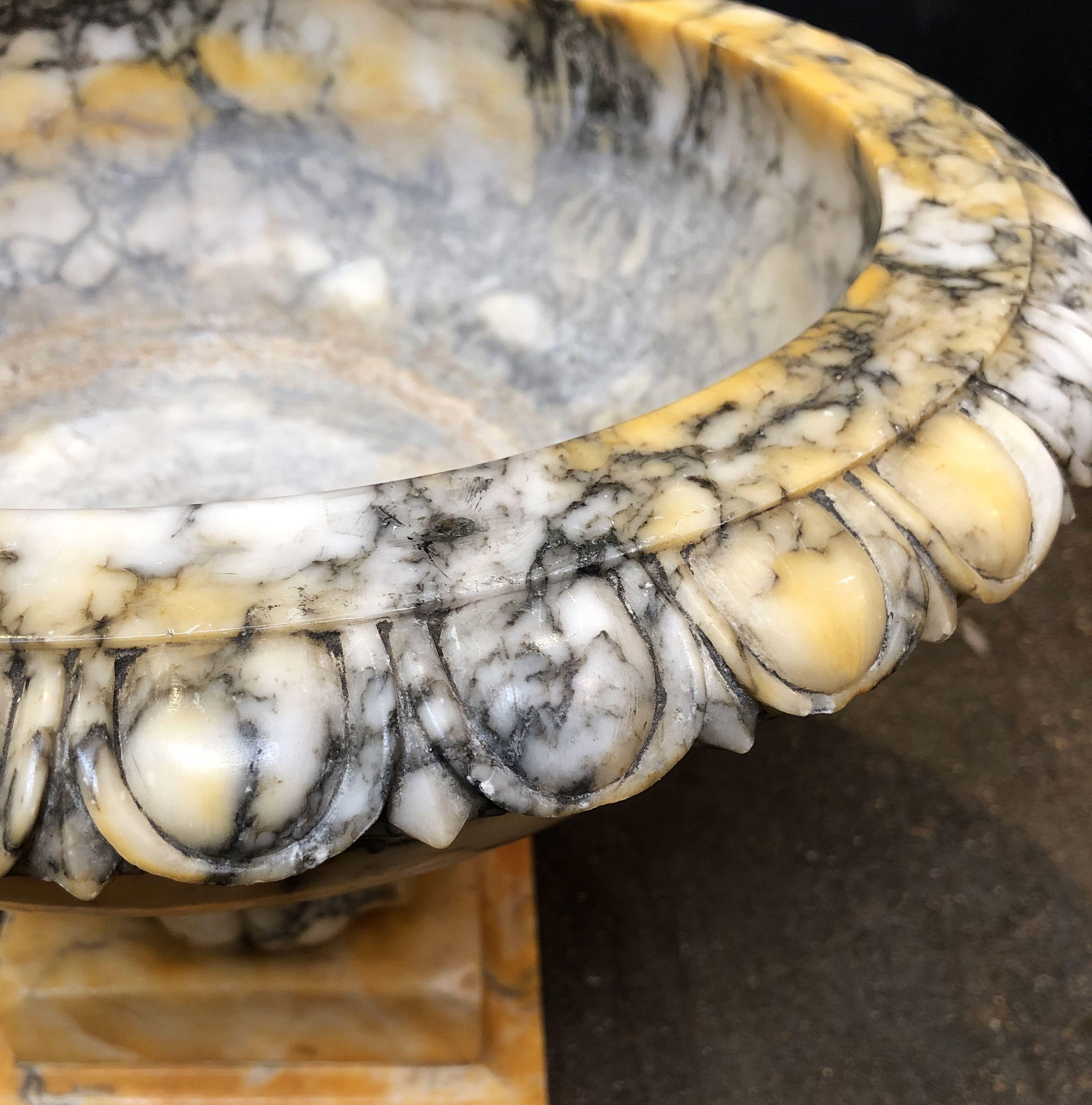 Alabaster Urn or Bowl on Pedestal from Italy 5