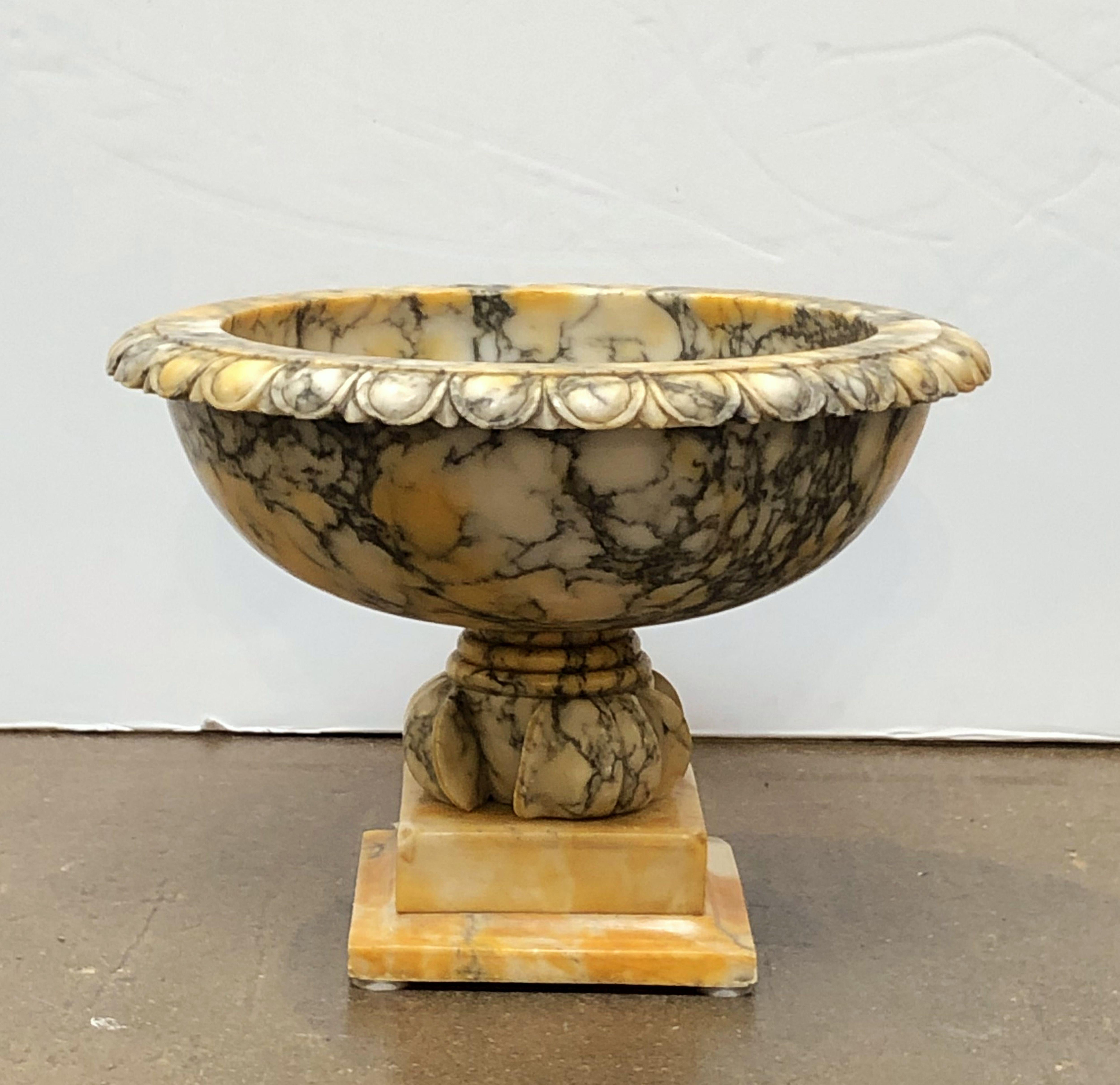 Alabaster Urn or Bowl on Pedestal from Italy 9