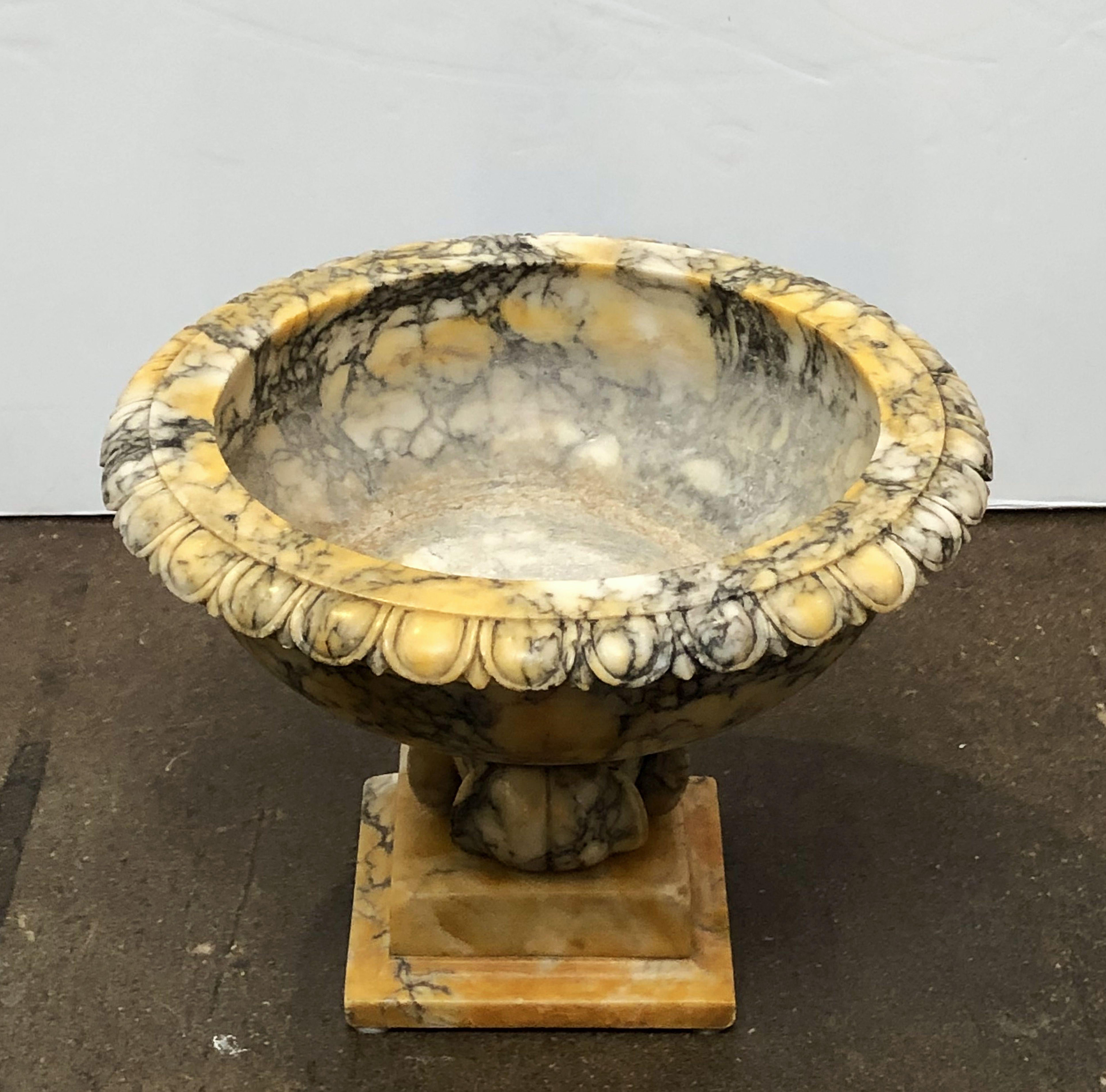 Alabaster Urn or Bowl on Pedestal from Italy 11