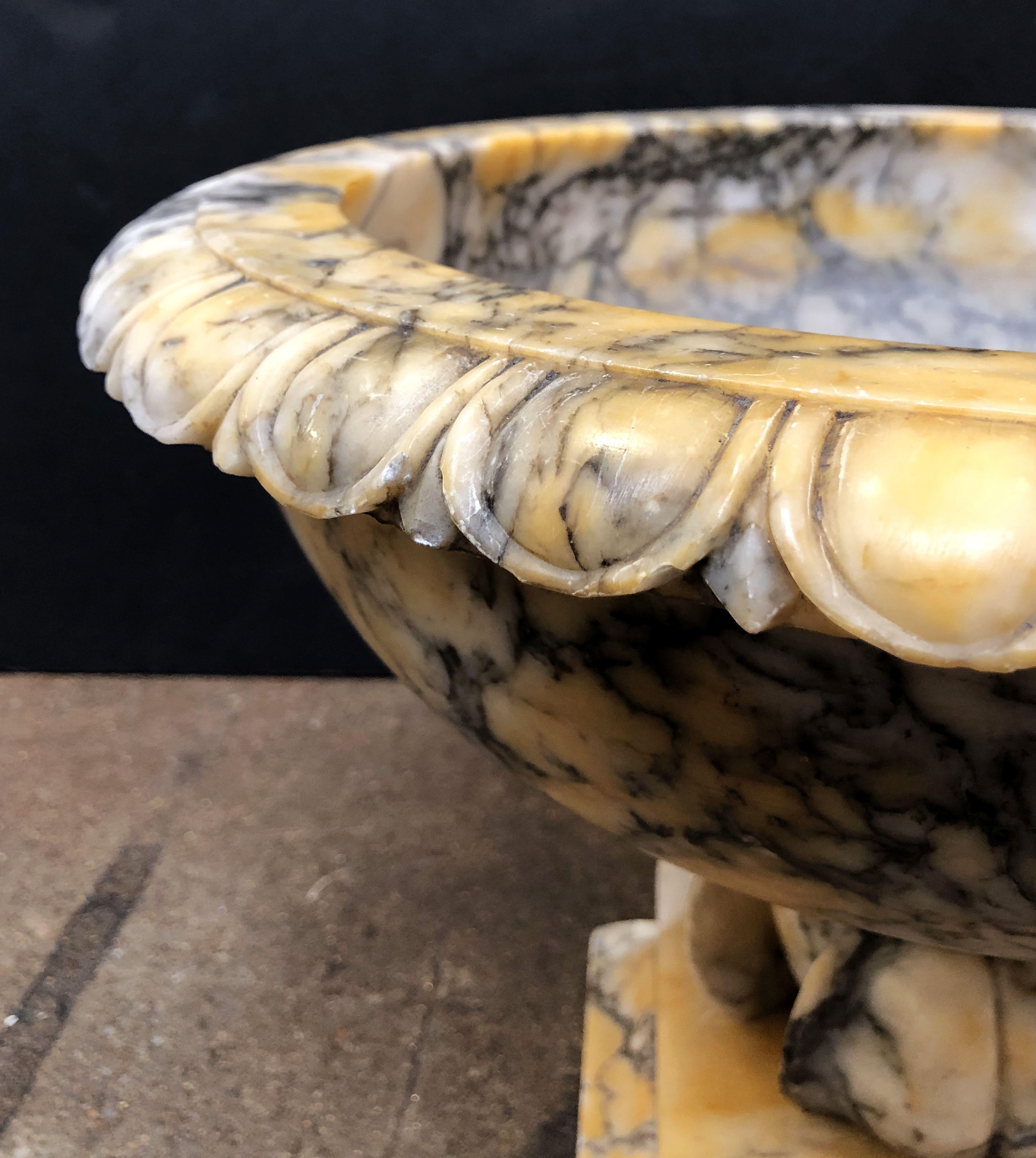 Alabaster Urn or Bowl on Pedestal from Italy 12