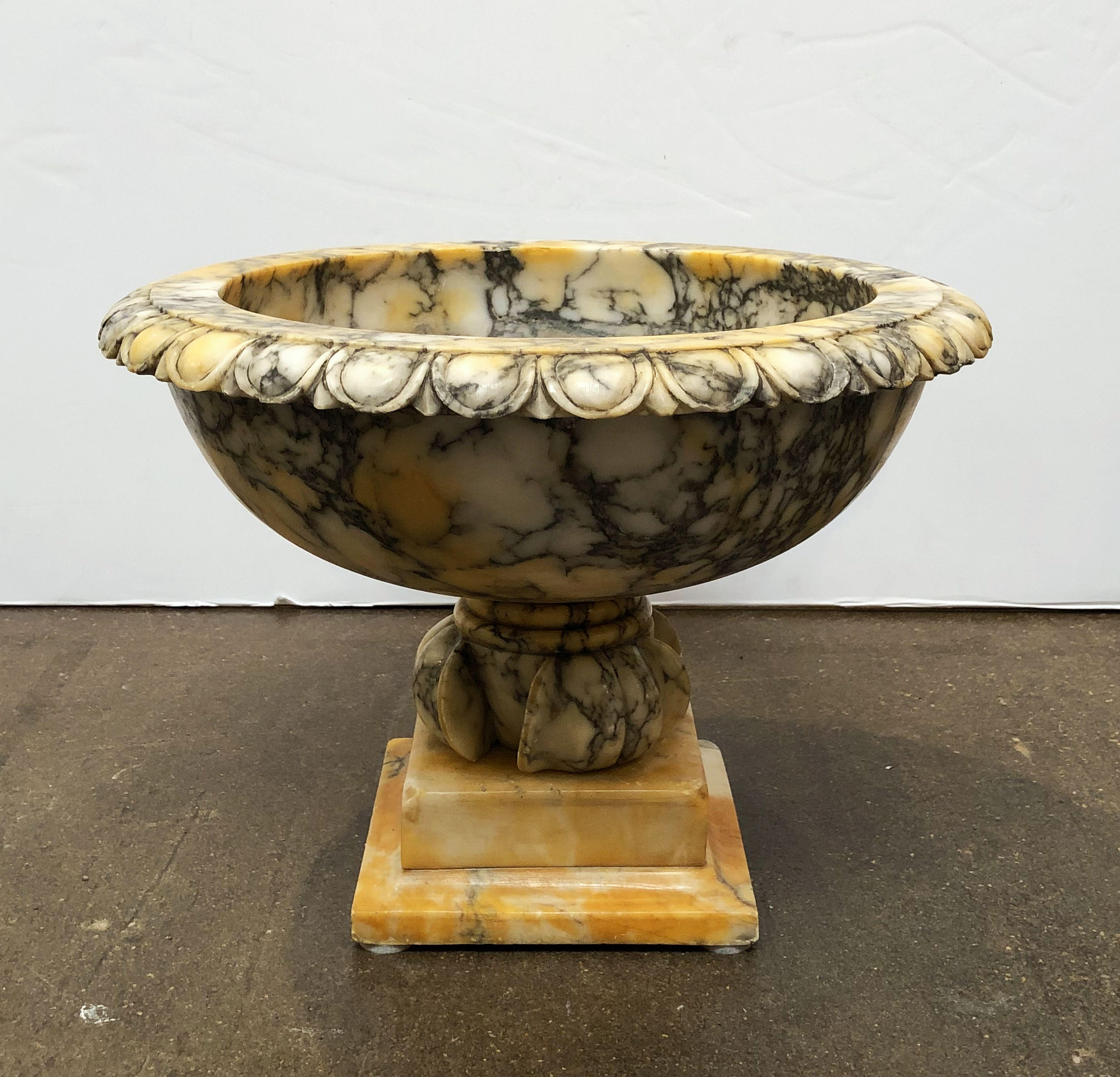 Alabaster Urn or Bowl on Pedestal from Italy In Good Condition In Austin, TX