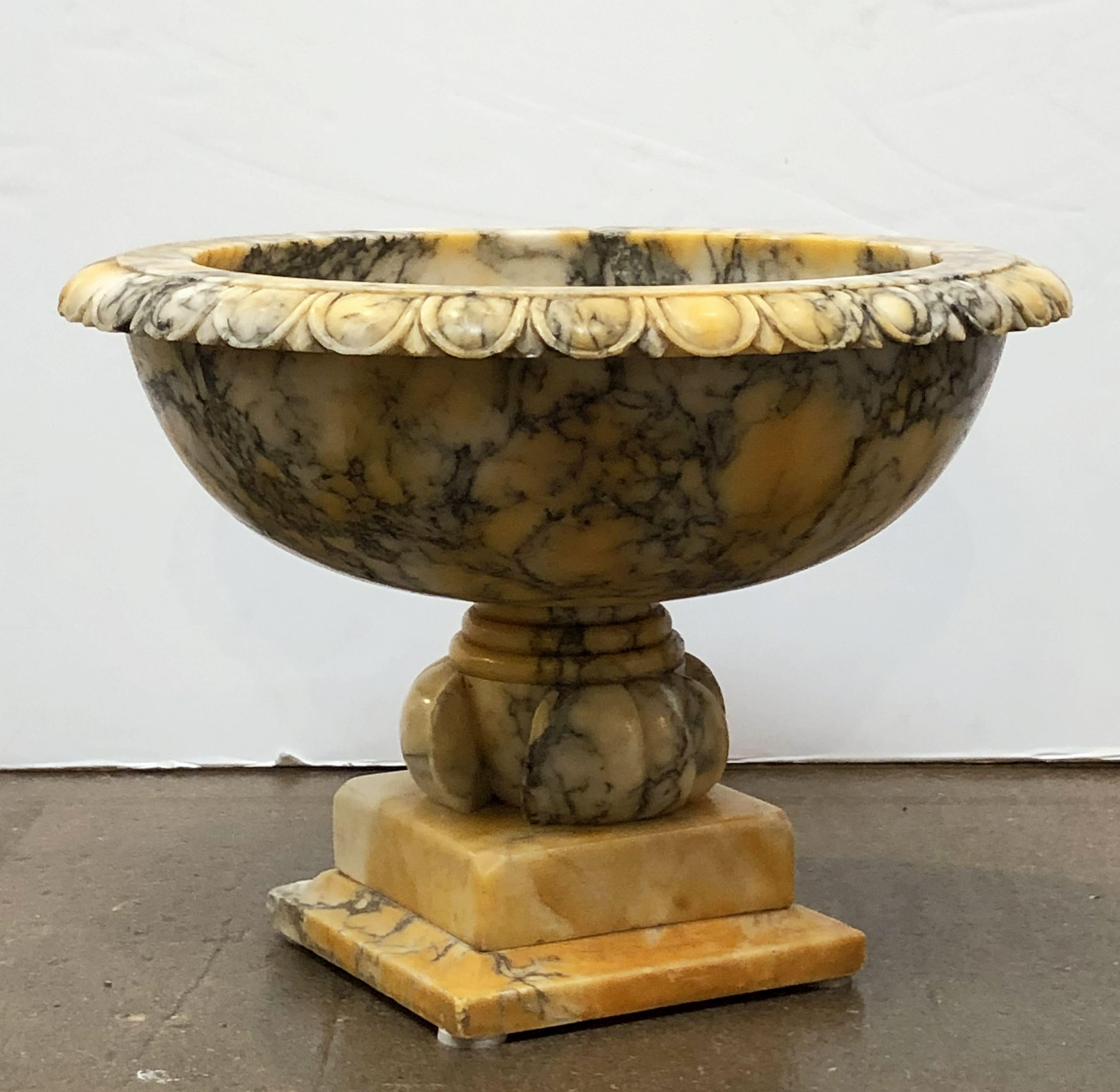 20th Century Alabaster Urn or Bowl on Pedestal from Italy