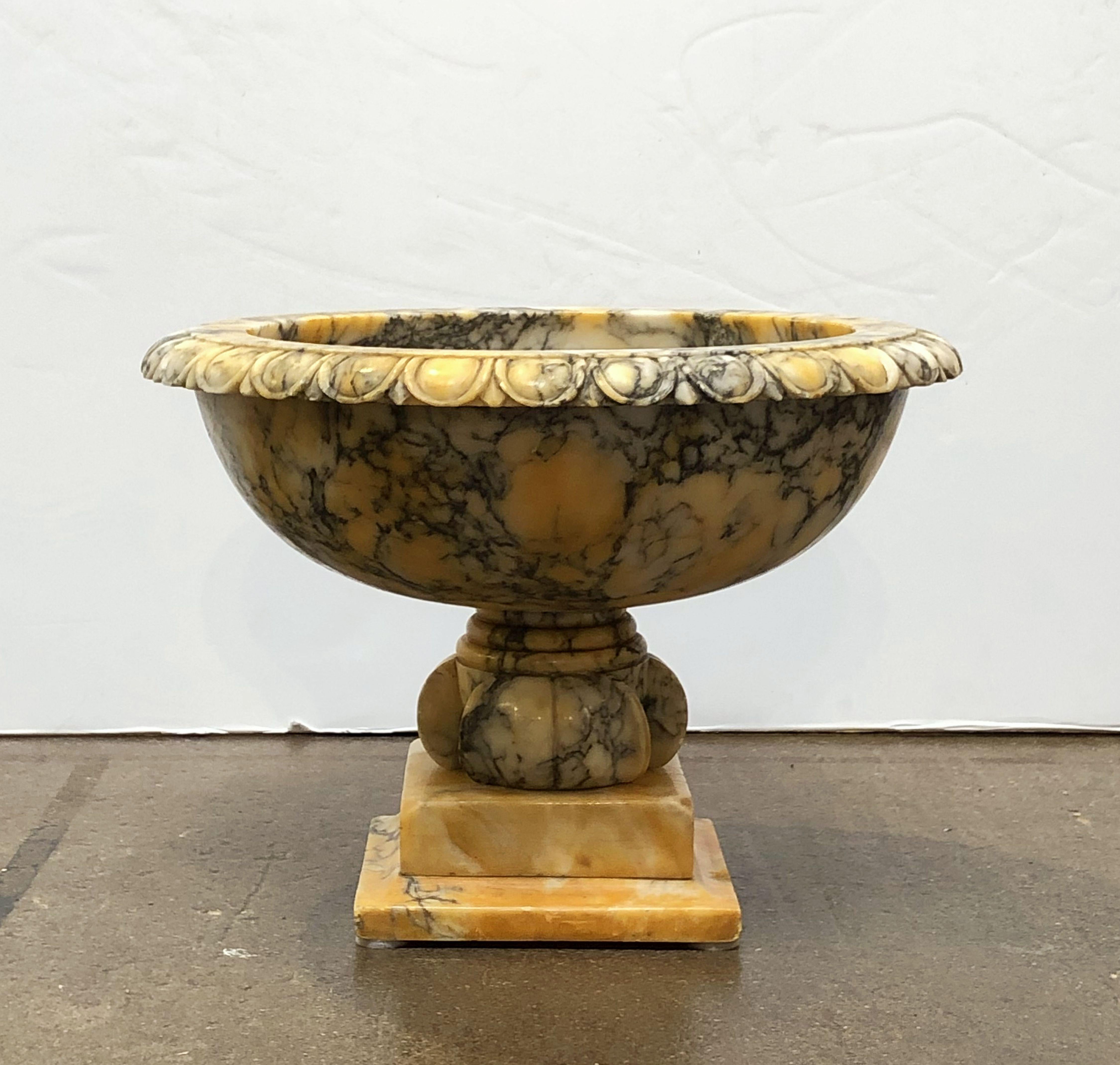 Alabaster Urn or Bowl on Pedestal from Italy 1