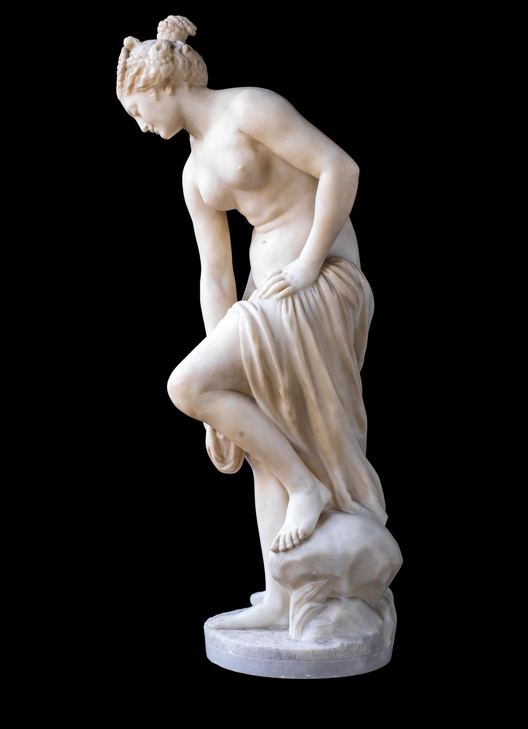 19th Century Alabaster Venus Emerging from Her Bath
