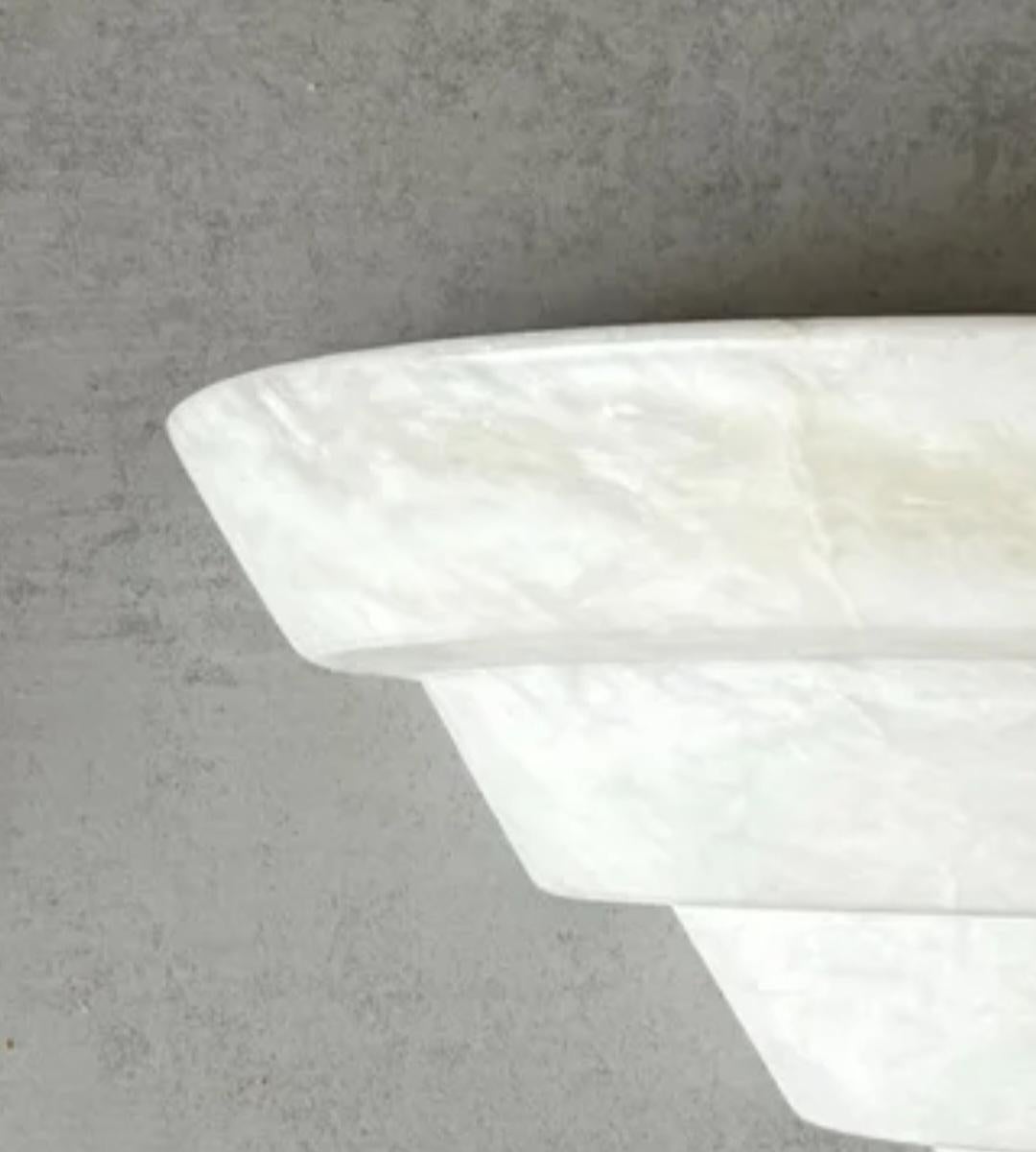 Wandleuchte aus Alabaster, weiß, Art déco, minimalistische Wandleuchte im Angebot 9