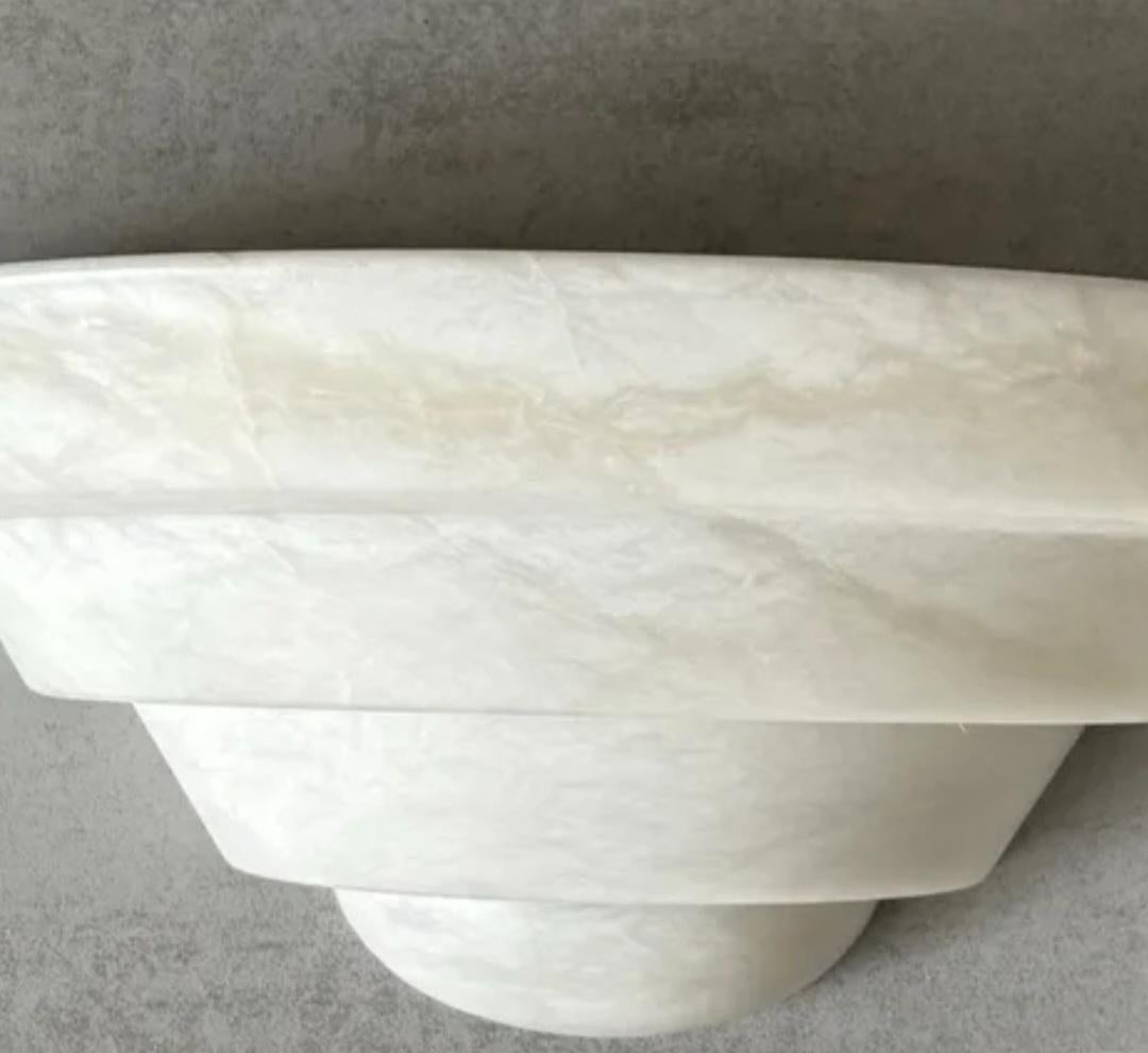 Wandleuchte aus Alabaster, weiß, Art déco, minimalistische Wandleuchte im Angebot 10