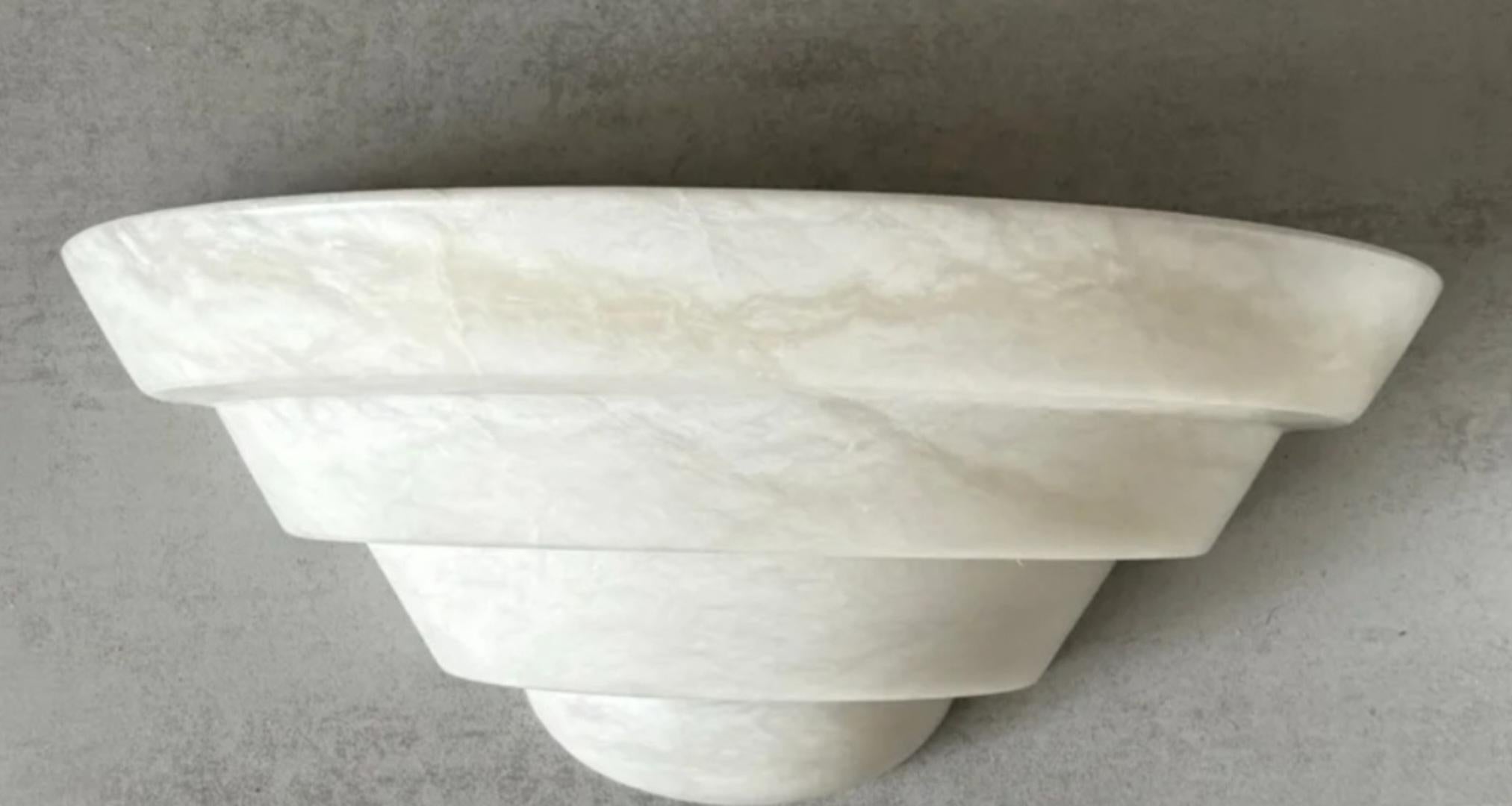 Wandleuchte aus Alabaster, weiß, Art déco, minimalistische Wandleuchte im Angebot 11