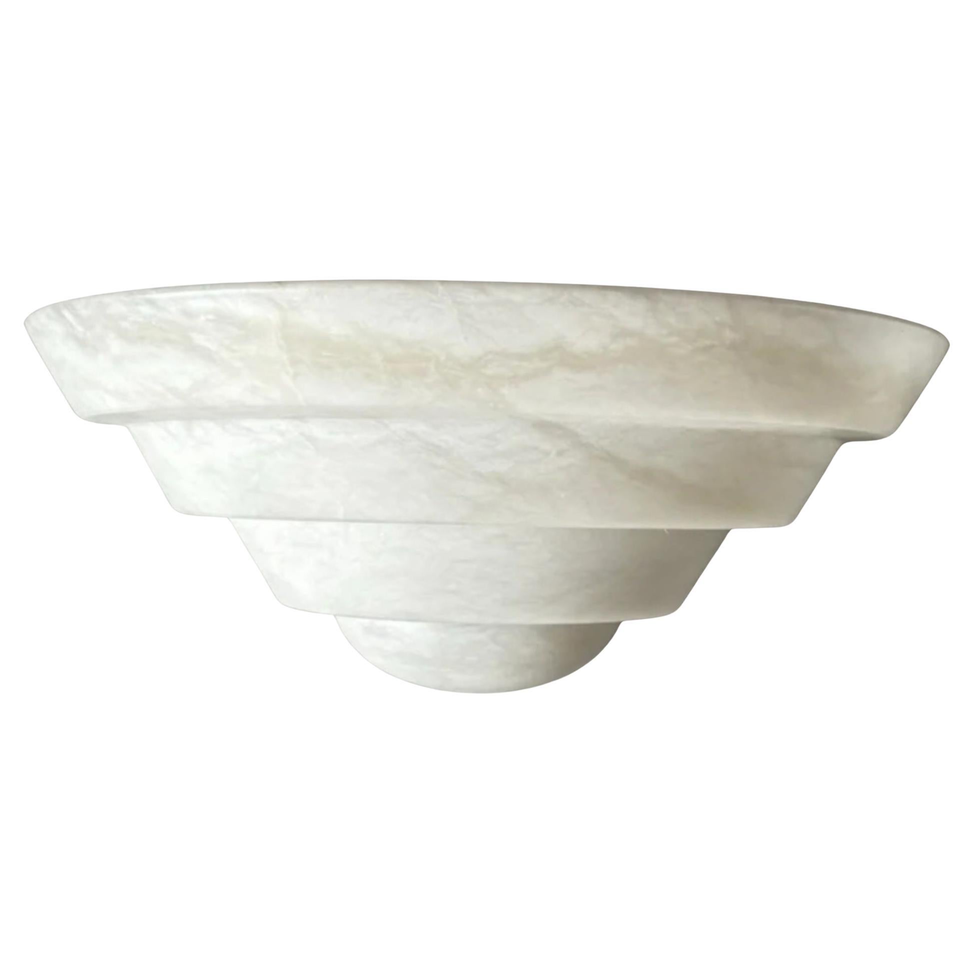Wandleuchte aus Alabaster, weiß, Art déco, minimalistische Wandleuchte im Angebot
