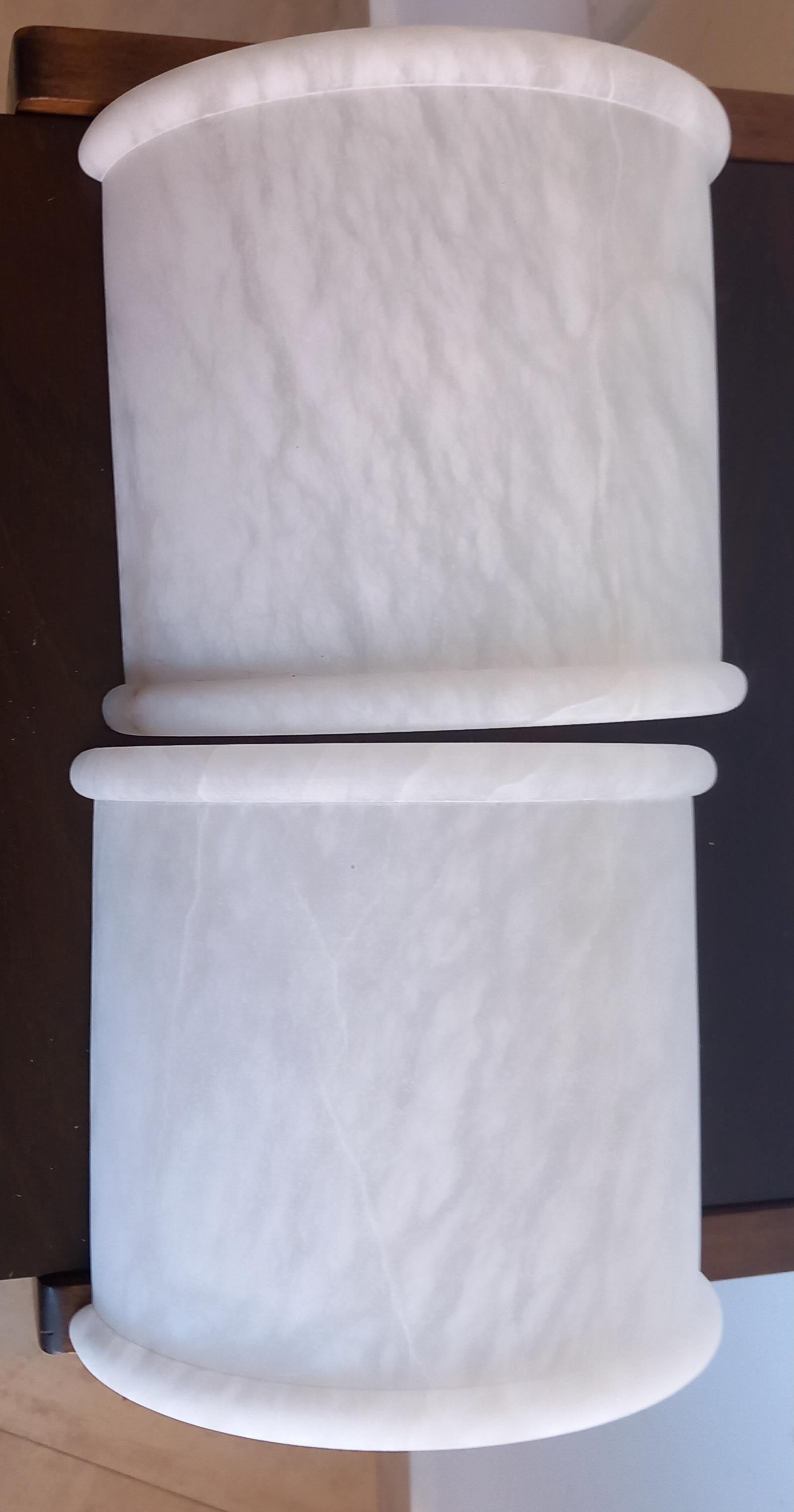  Alabaster Wall Sconces or Wall Lamps  Art Deco, Minimalist White, Pair For Sale 15