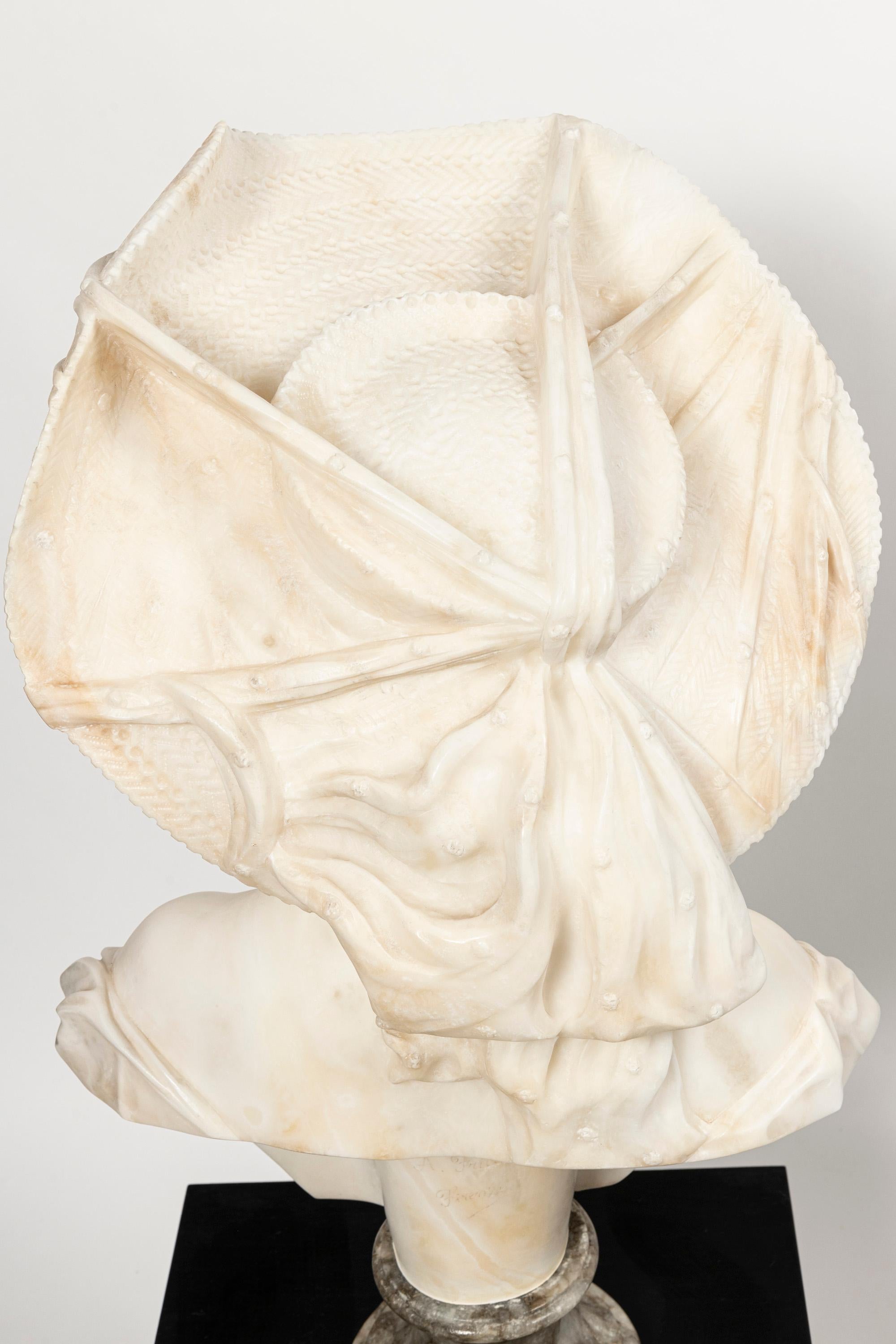 Busto de mujer de alabastro firmado A. Frilli, Italia, hacia 1890. Alabastro en venta