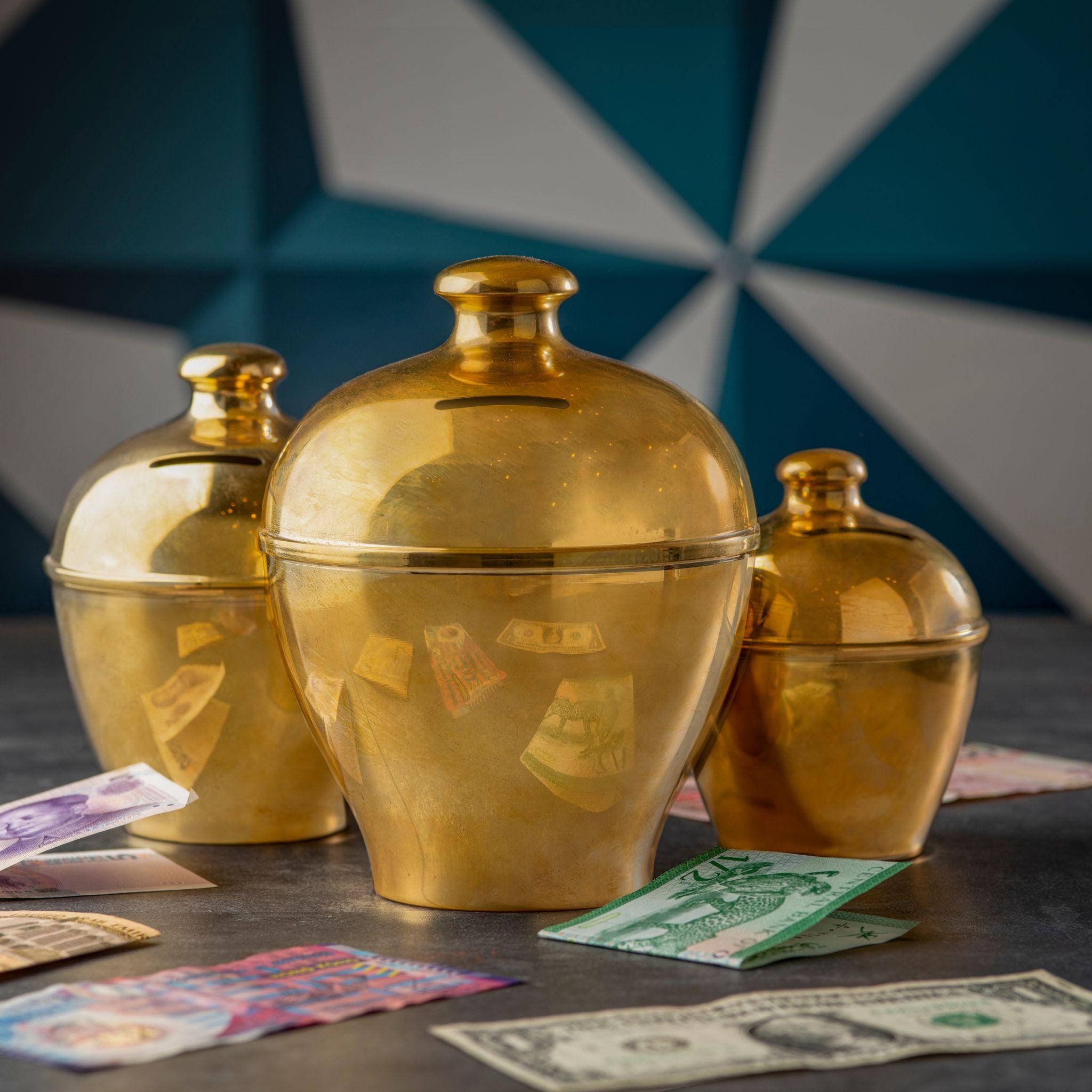 Italian Aladdin Brass Piggy Bank For Sale