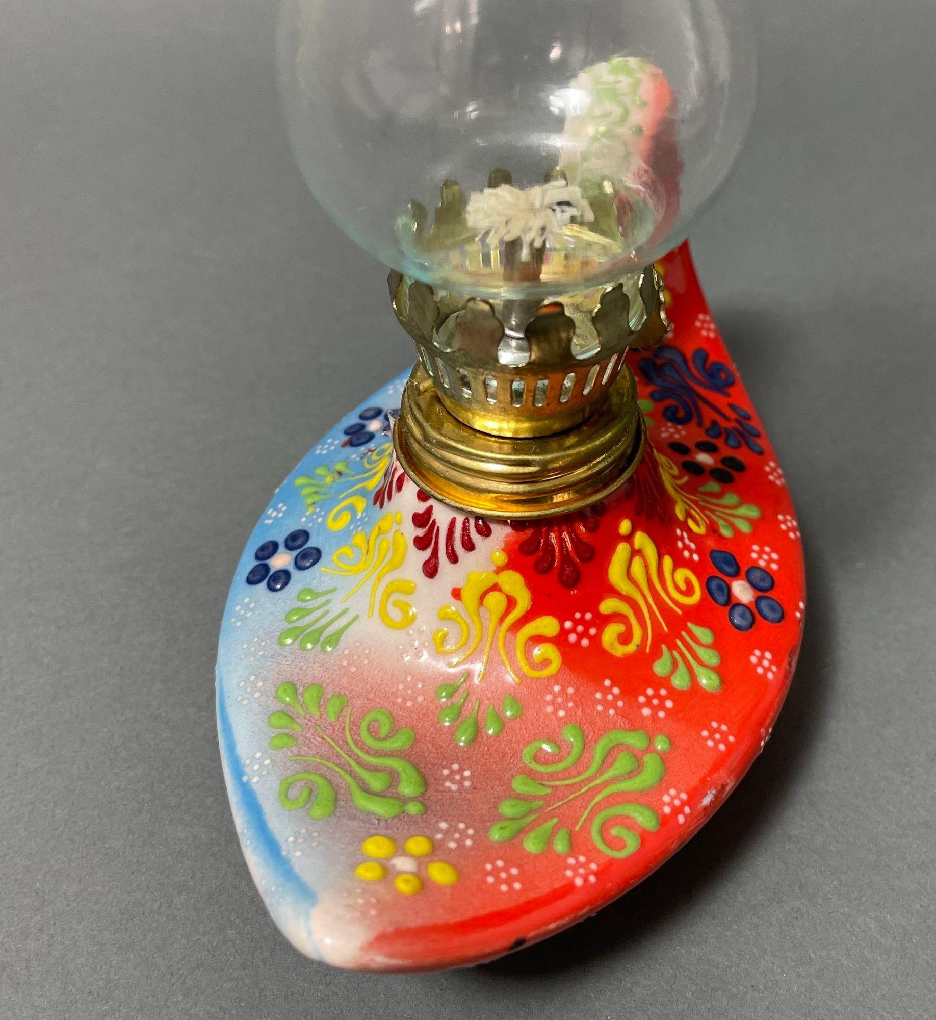 Mauresque Lampe à huile turque en céramique rouge faite à la main, style Aladin en vente
