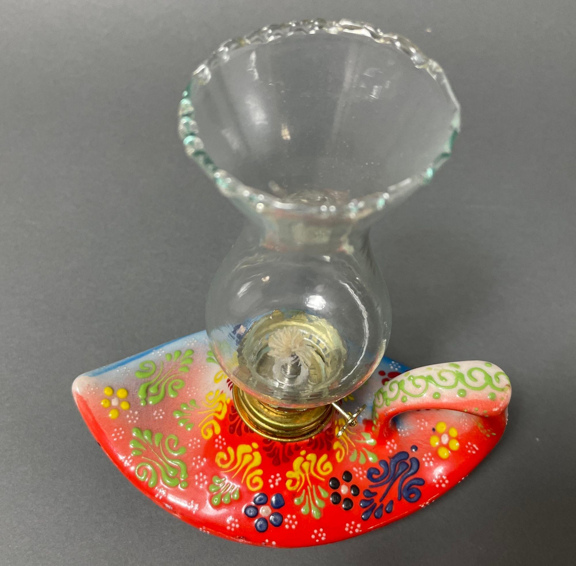 Türkische Öllampe aus roter Keramik im Aladdin-Stil, handgefertigt (Maurisch) im Angebot