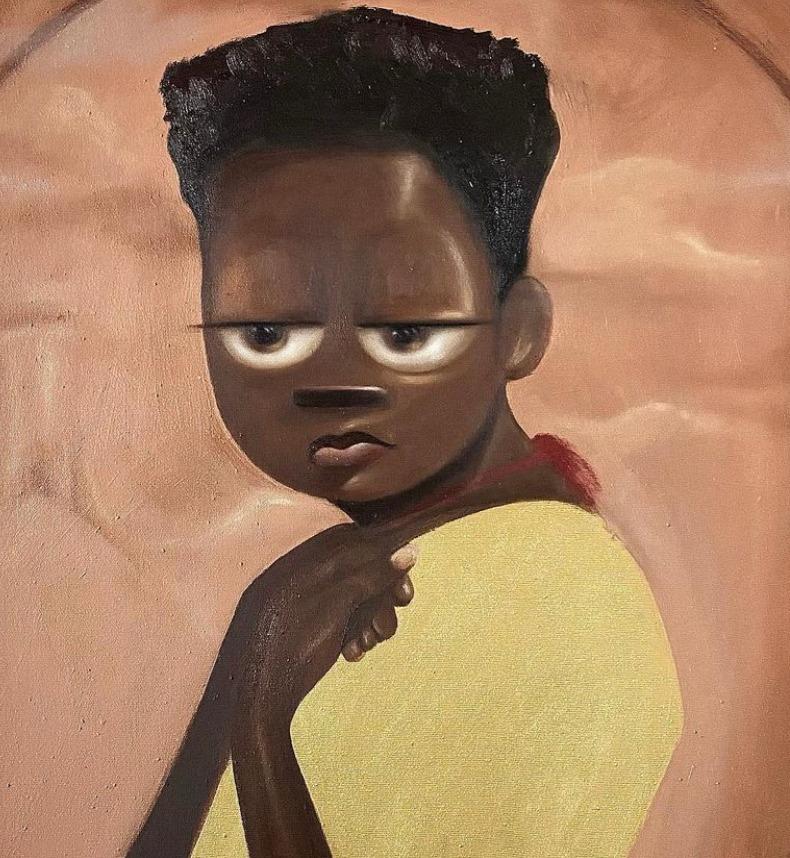 Innocenza - 21° secolo, Surrealismo, Pittura figurativa, Occhi sporgenti, Moderno - Painting di Aladejare Ayodeji