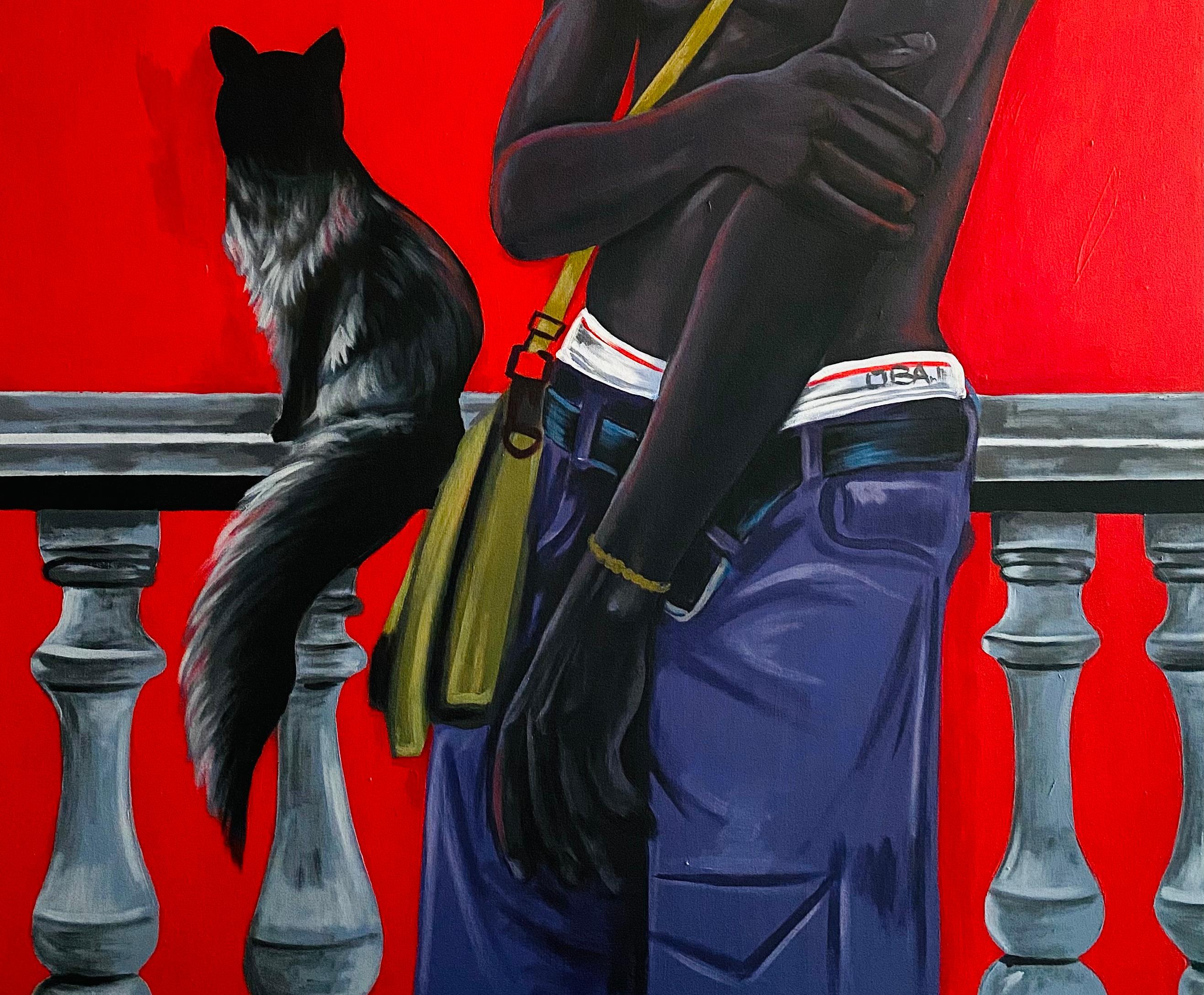 Mi secreto está a salvo contigo -Siglo XXI, Surrealismo, Figurativo, Hombres y animales - Painting Surrealista de Aladejare Ayodeji