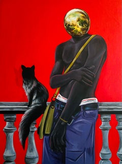 Mi secreto está a salvo contigo -Siglo XXI, Surrealismo, Figurativo, Hombres y animales