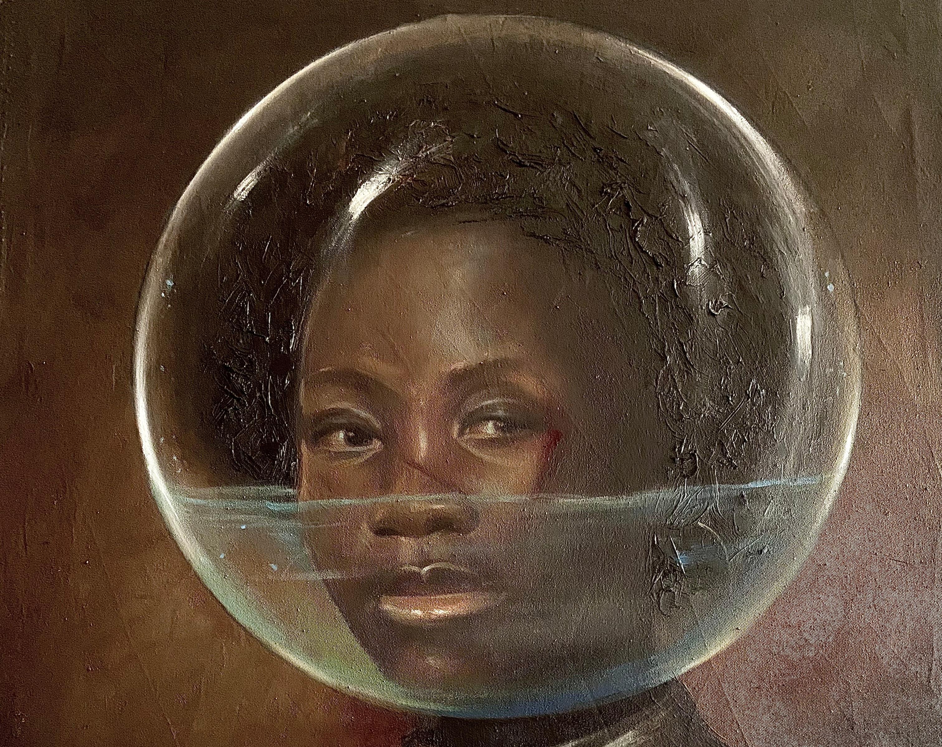 Overboard I - Siglo XXI, Surrealismo, Pintura figurativa, Retrato, Moderno - Painting de Aladejare Ayodeji
