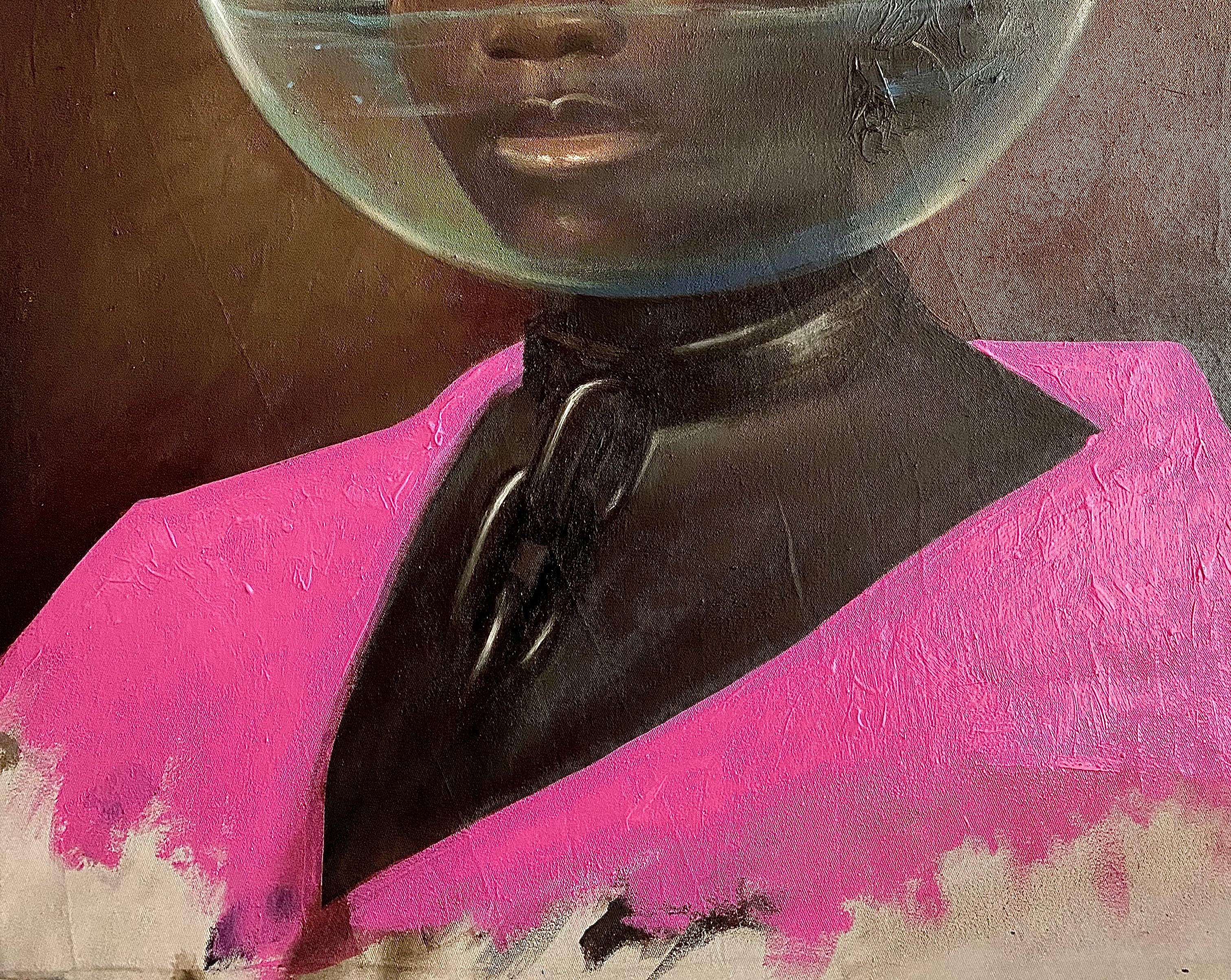 Overboard I - Siglo XXI, Surrealismo, Pintura figurativa, Retrato, Moderno - Painting Surrealista de Aladejare Ayodeji