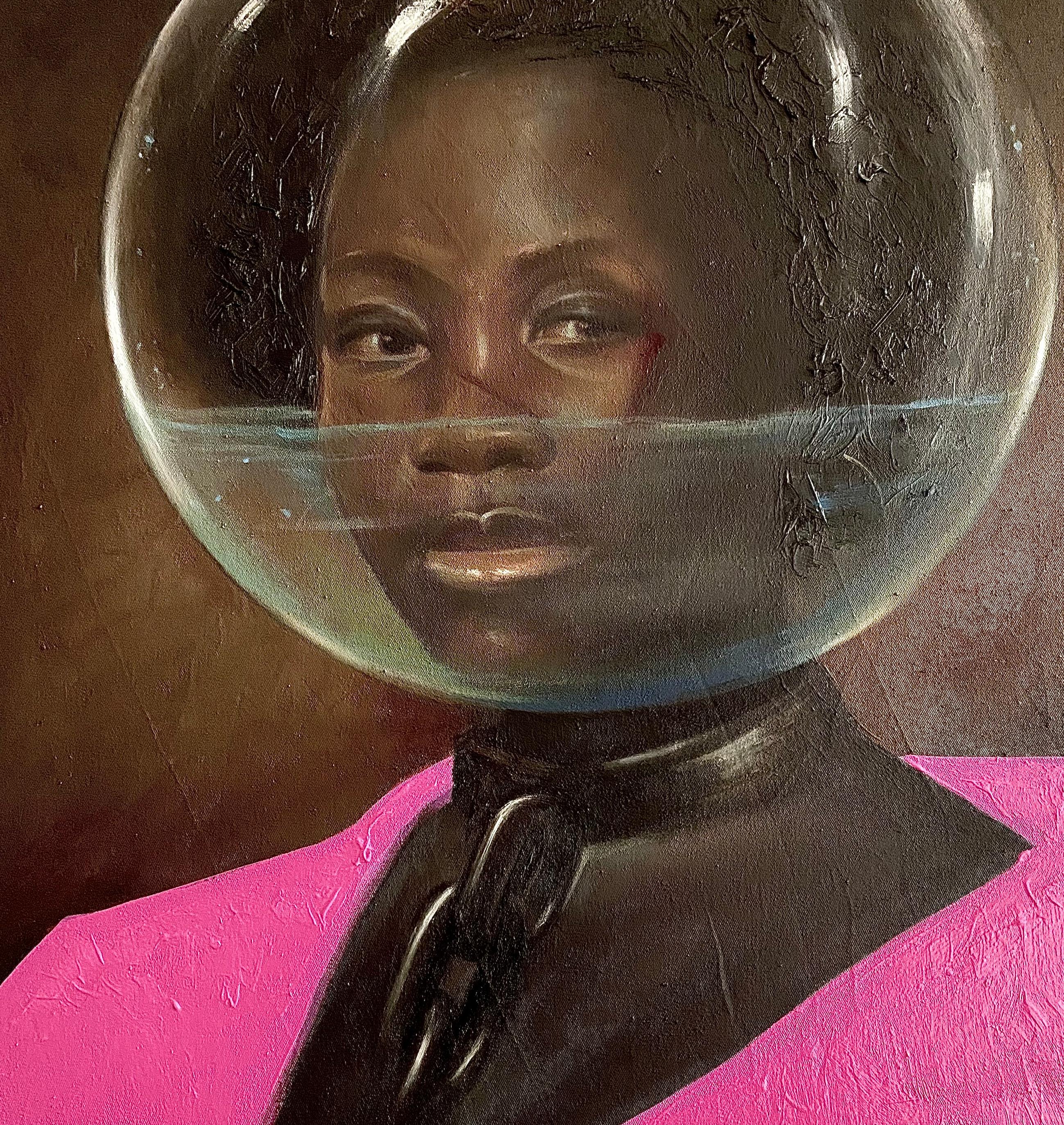 Overboard I - Siglo XXI, Surrealismo, Pintura figurativa, Retrato, Moderno - Figurative Painting Negro de Aladejare Ayodeji