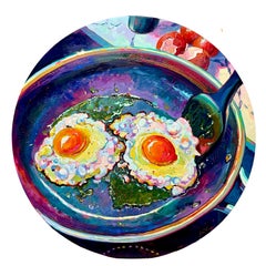 Alai Ganuza, "Huevos crujientes" - Pintura al óleo y acrílico sobre bodegón, 2025