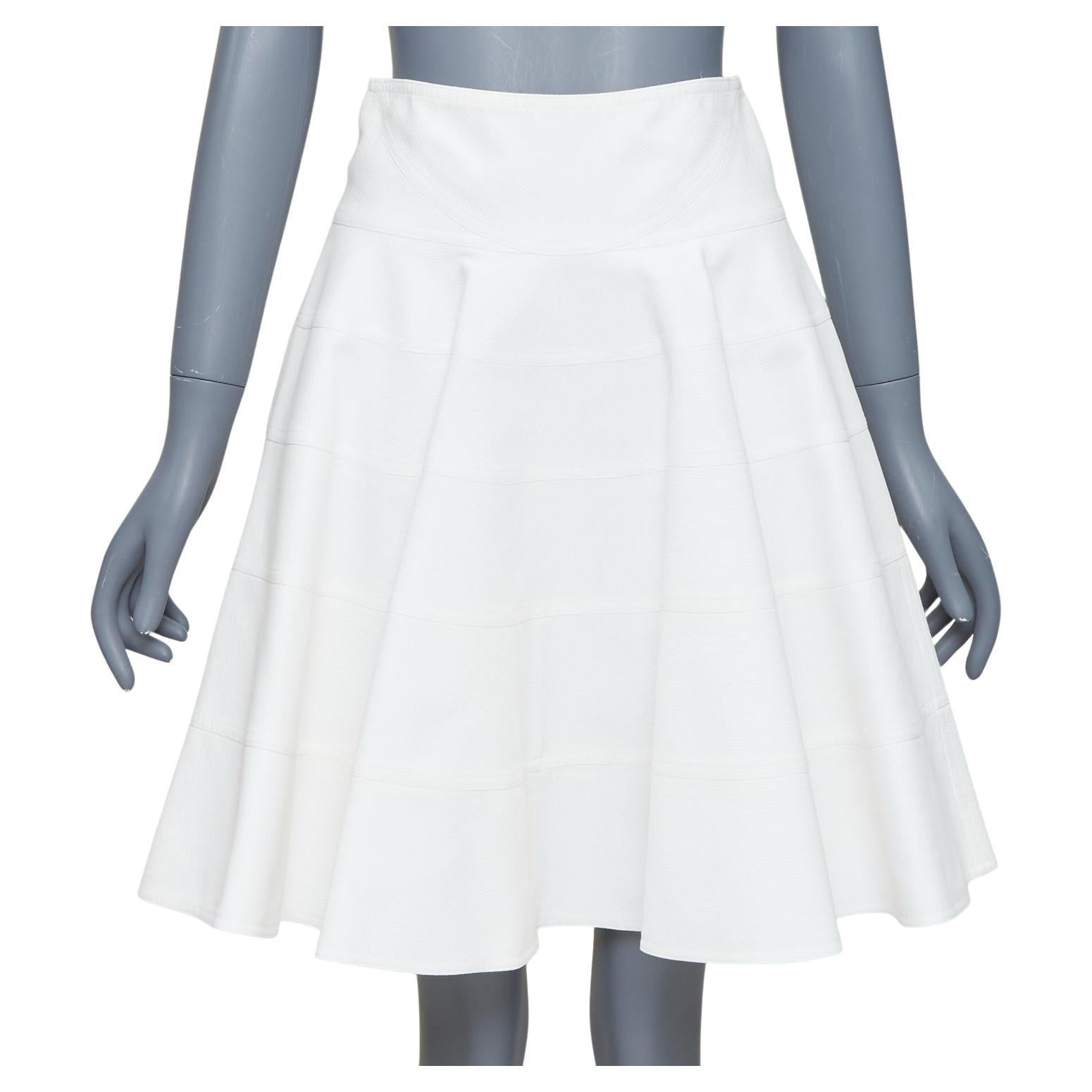 ALAIA 10 CORSO COMO ivoire coton panélisé jupe évasée au genou FR38 M