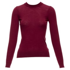 ALAIA 100% lana virgen rojo oscuro jersey de manga larga y cuello redondo FR36 S