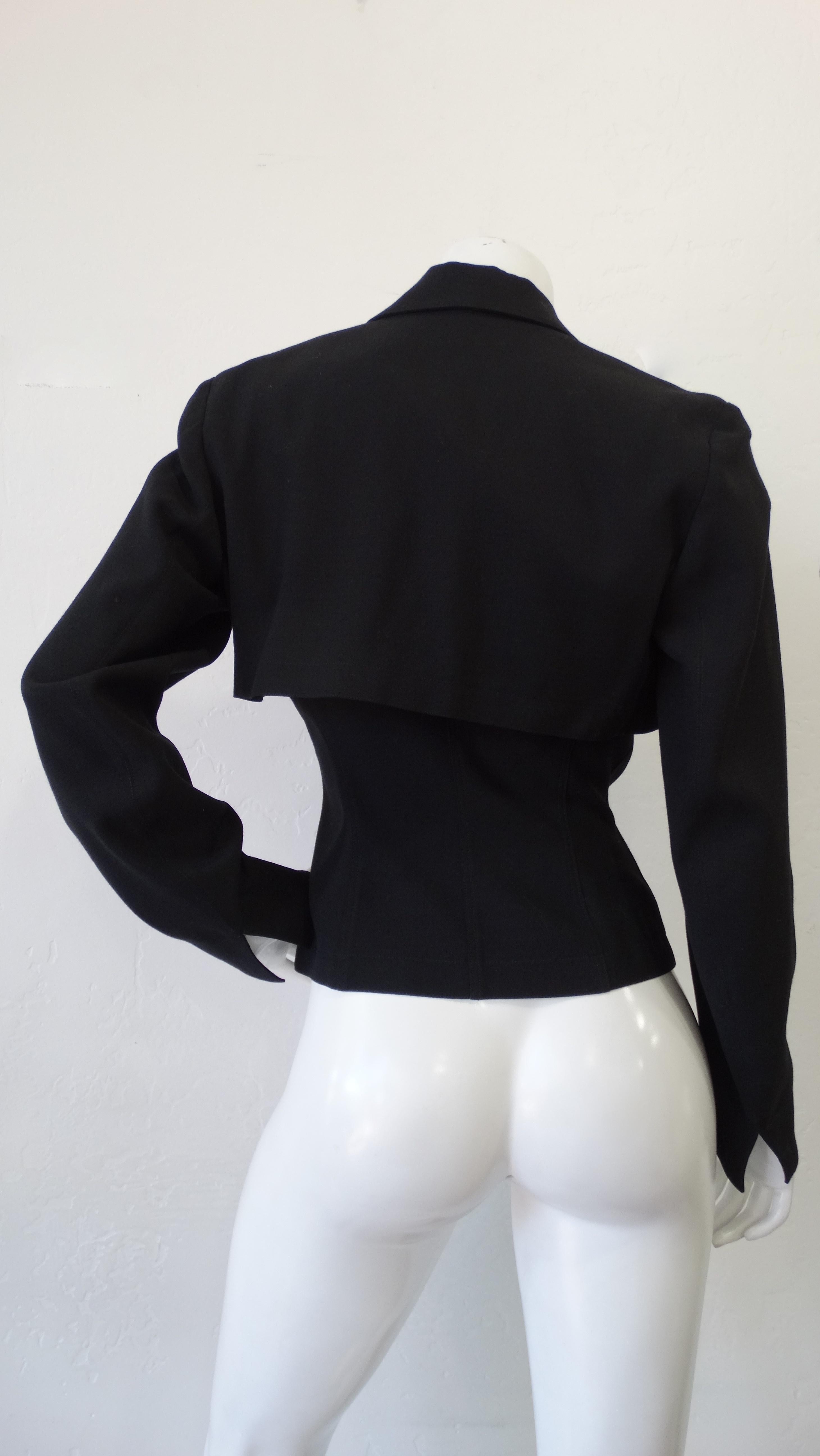 Black Alaia 1980s Double Breasted Wool Blazer 