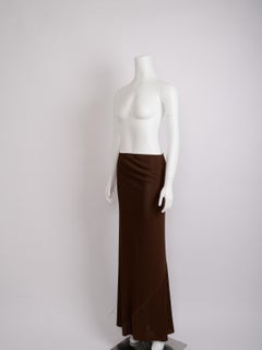 Alaïa 1986 Brown Jersey Sculptural Drape Skirt