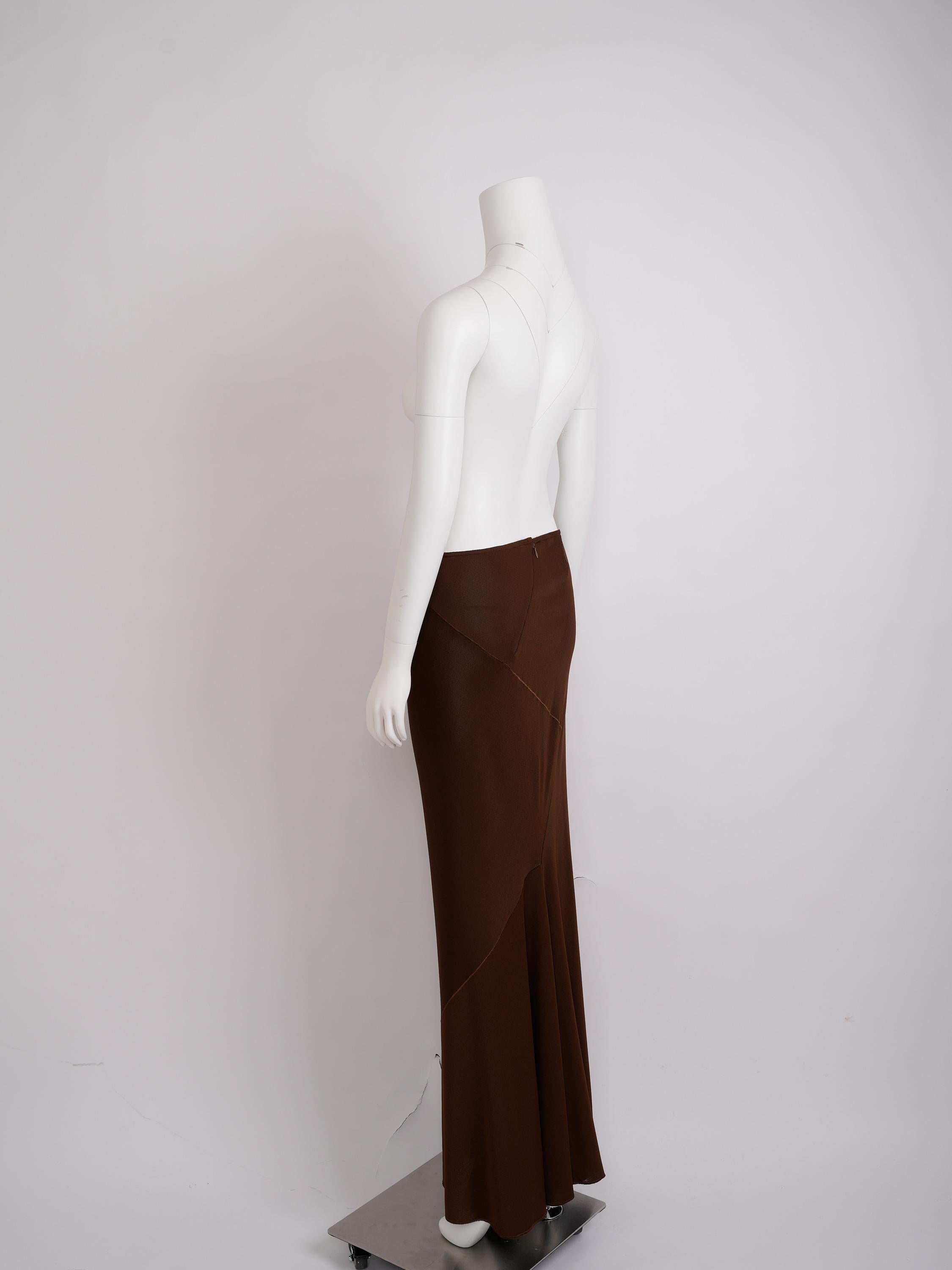 Alaïa 1986 Gonna a drappeggio scultoreo in jersey marrone In condizioni ottime in vendita a Hong Kong, HK