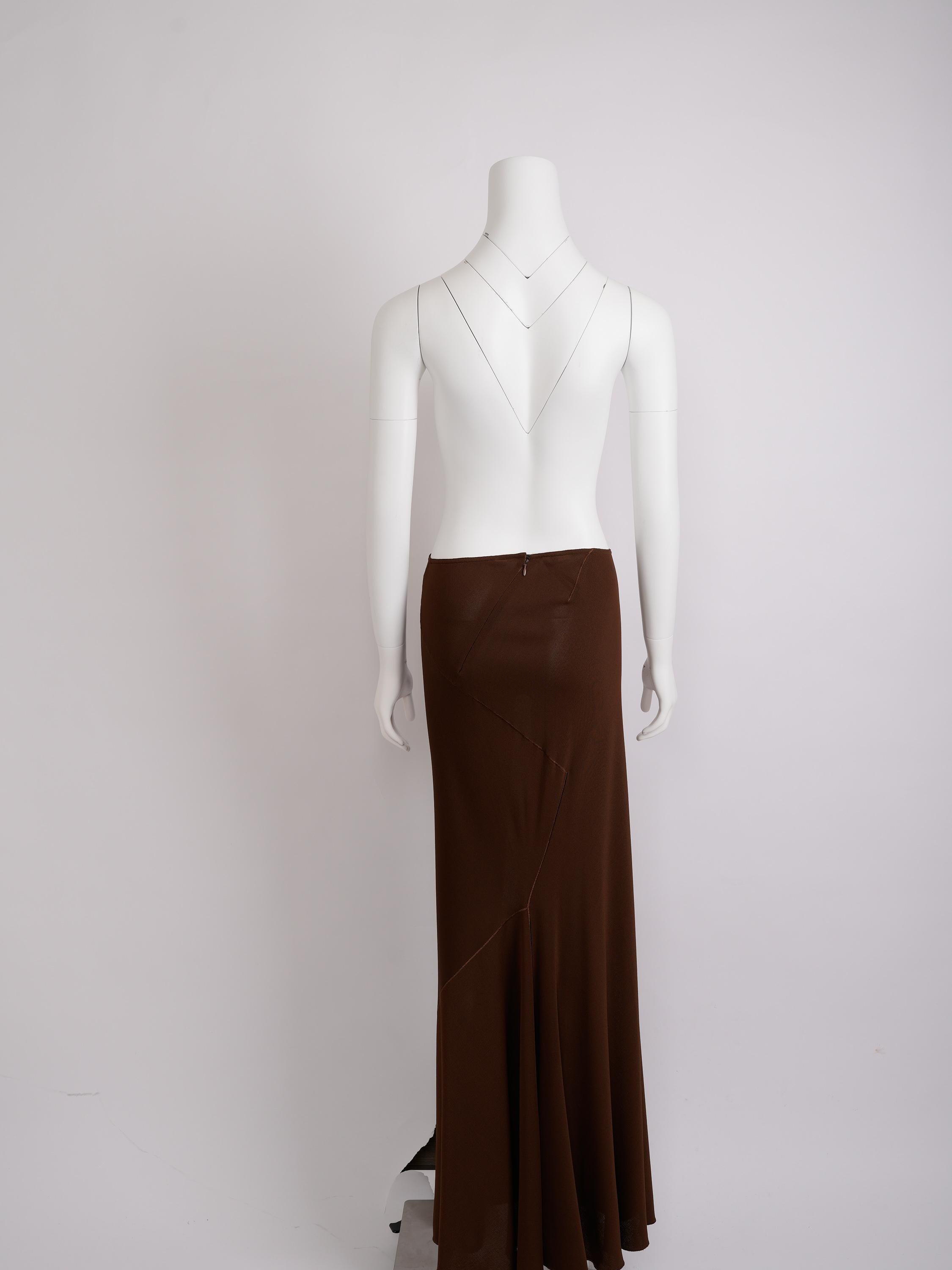 Donna Alaïa 1986 Gonna a drappeggio scultoreo in jersey marrone in vendita