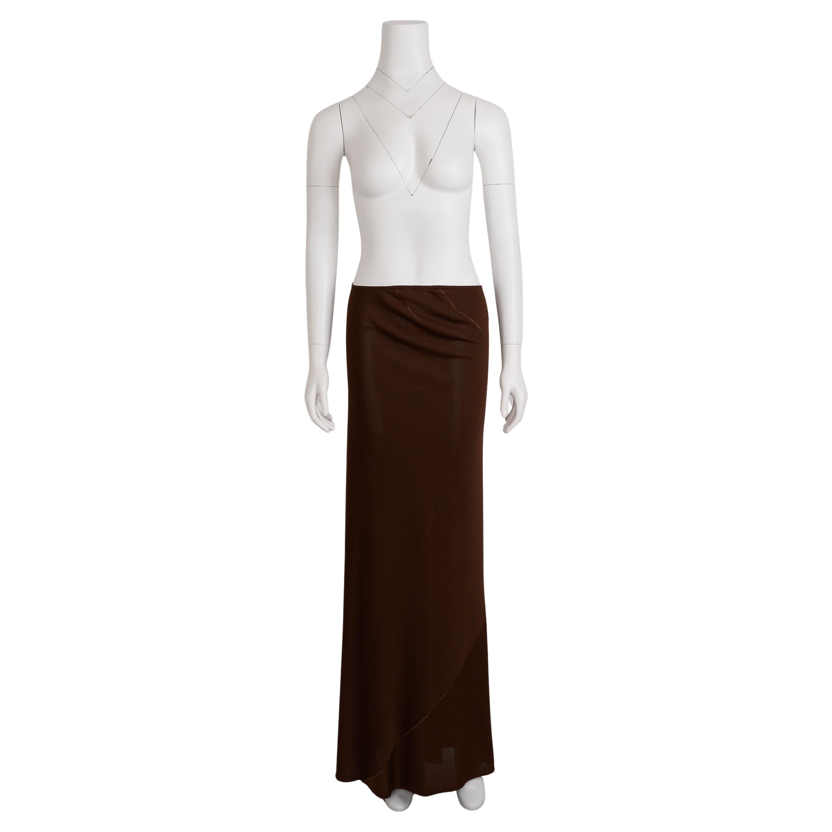 Alaïa 1986 Gonna a drappeggio scultoreo in jersey marrone