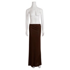 Alaïa 1986 Brown Jersey Sculptural Drape Skirt