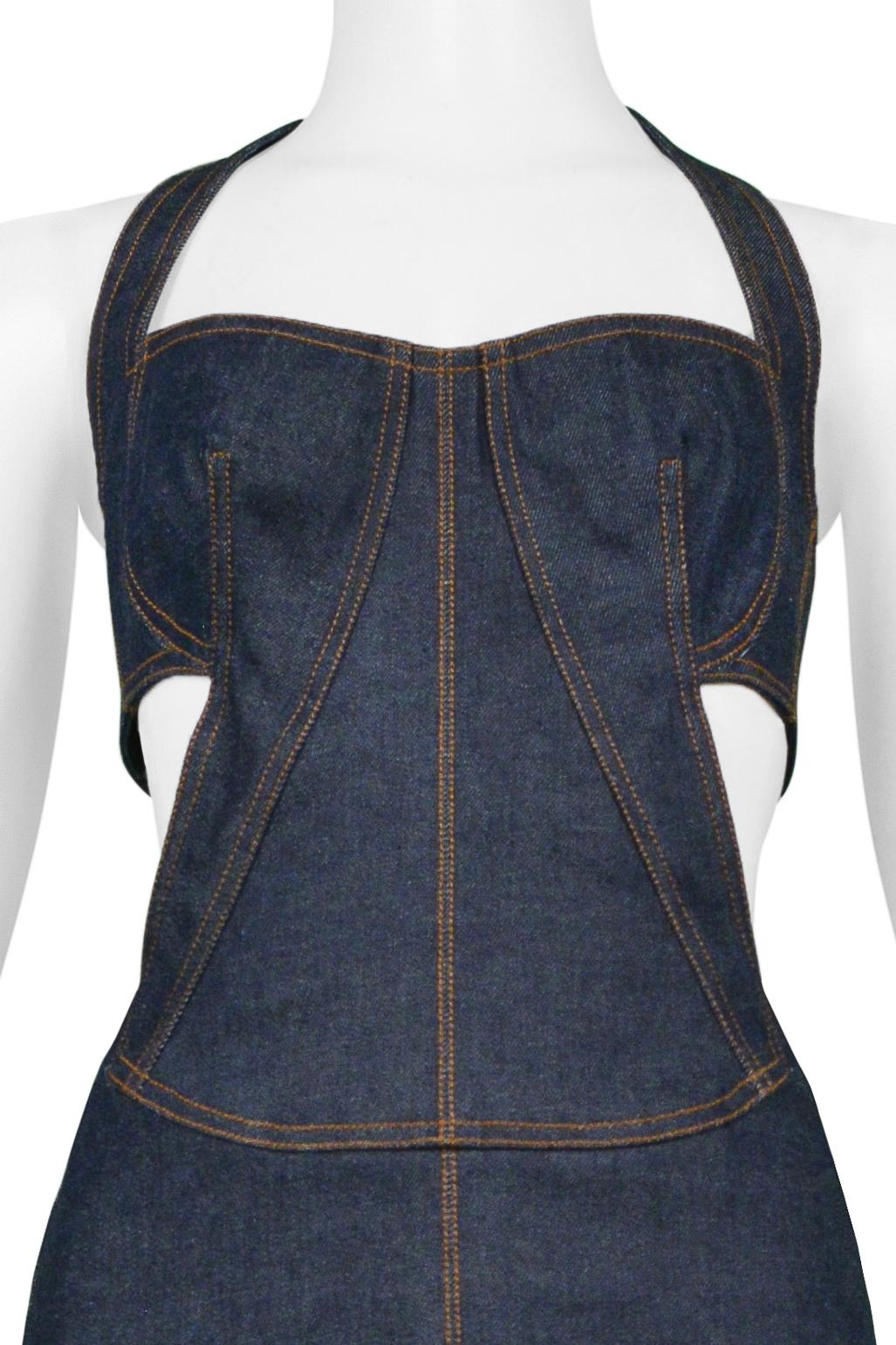 Alaia 1986 Reissued Blue Denim Cutout Dress In Excellent Condition For Sale In Los Angeles, CA