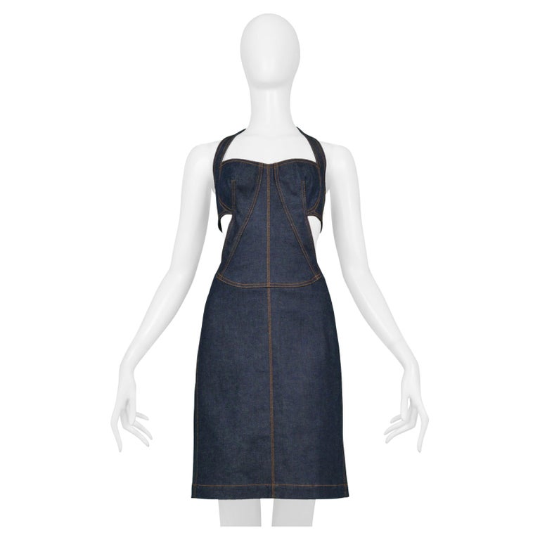 white christmas dresses Alaia Denim Midi Dress – Augustine