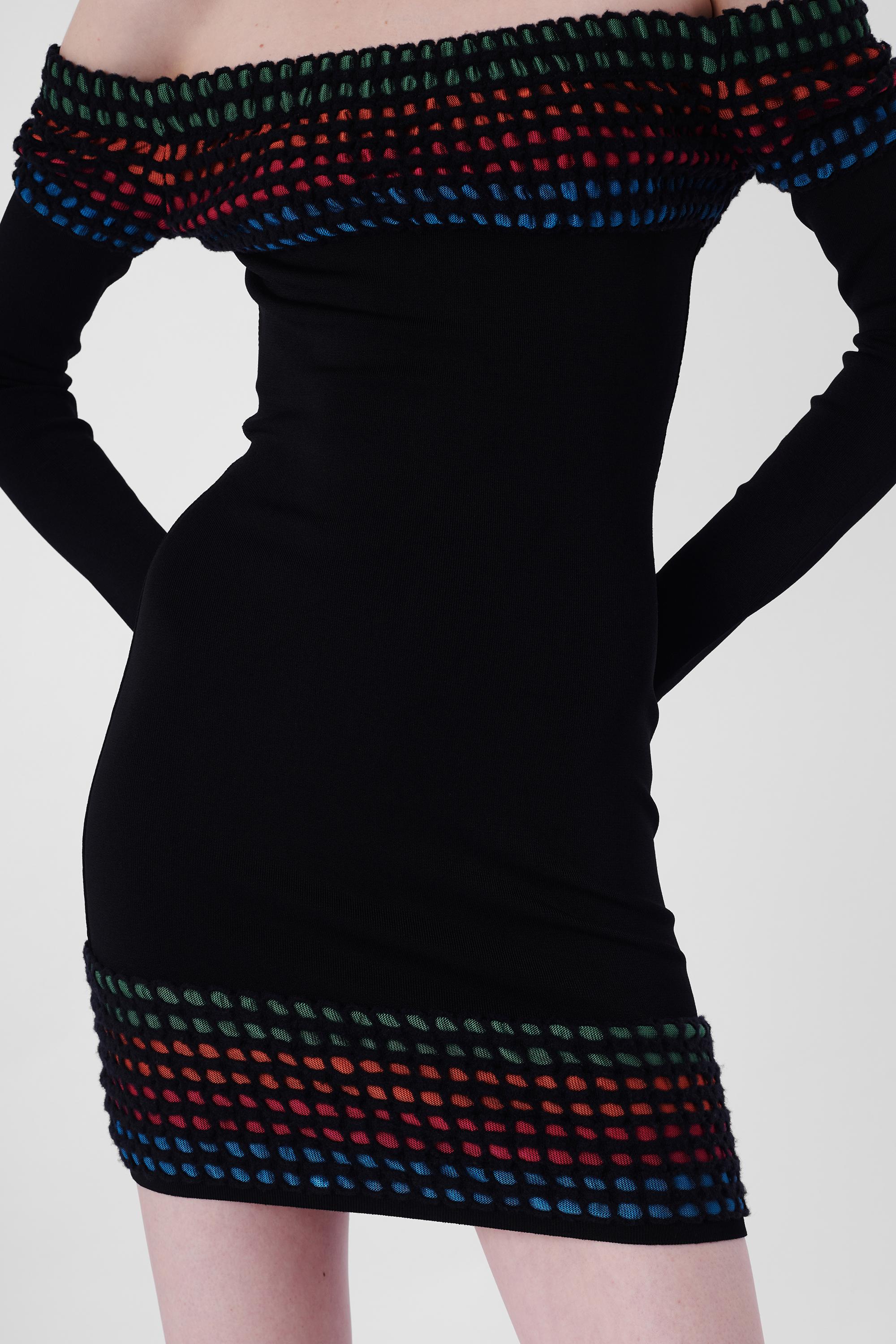 Alaia 1990's Black Contour Bodycon Dress In Excellent Condition For Sale In London, GB