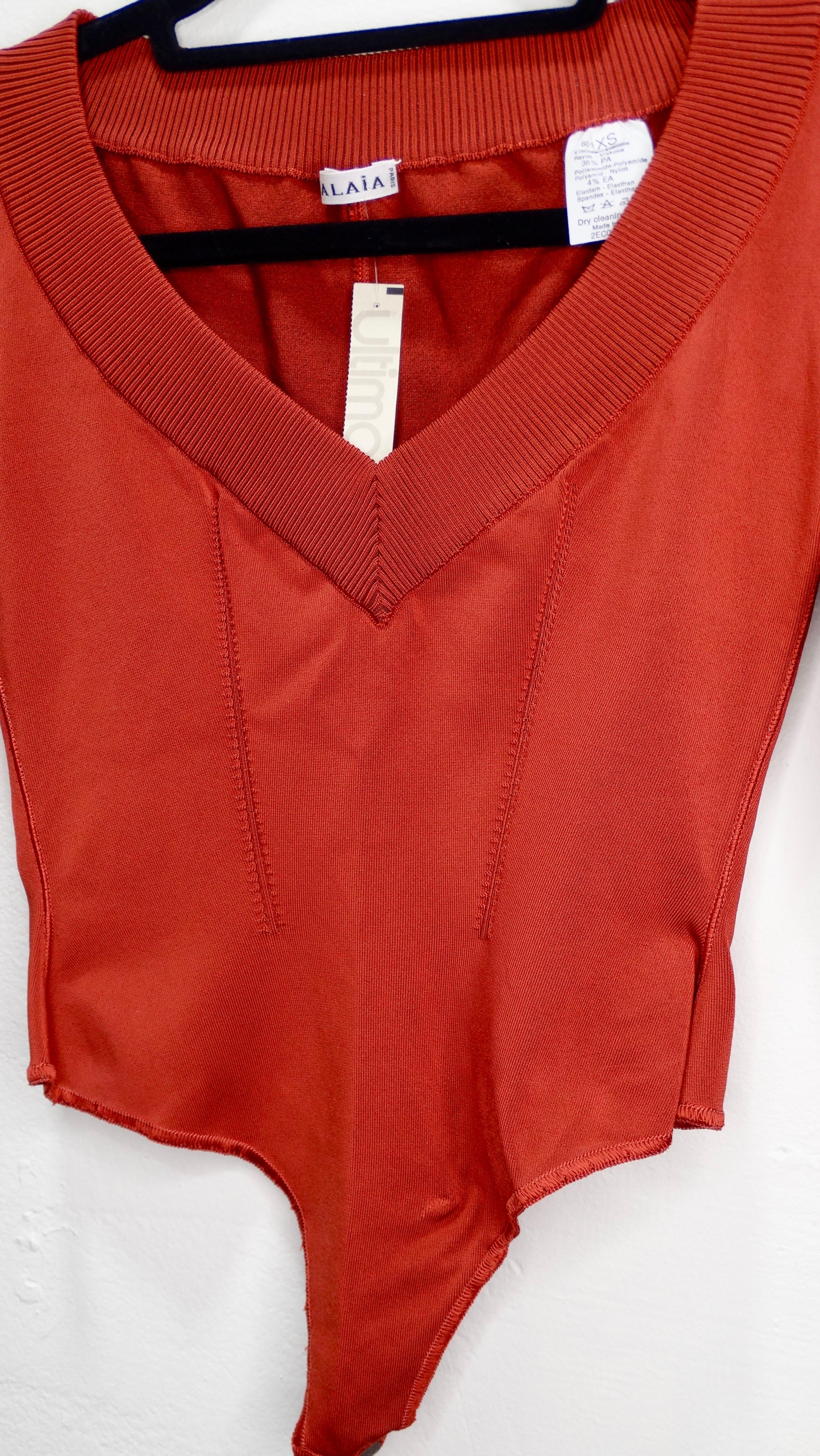 Women's or Men's Alaia 1990s Rust Orange Bodysuit 