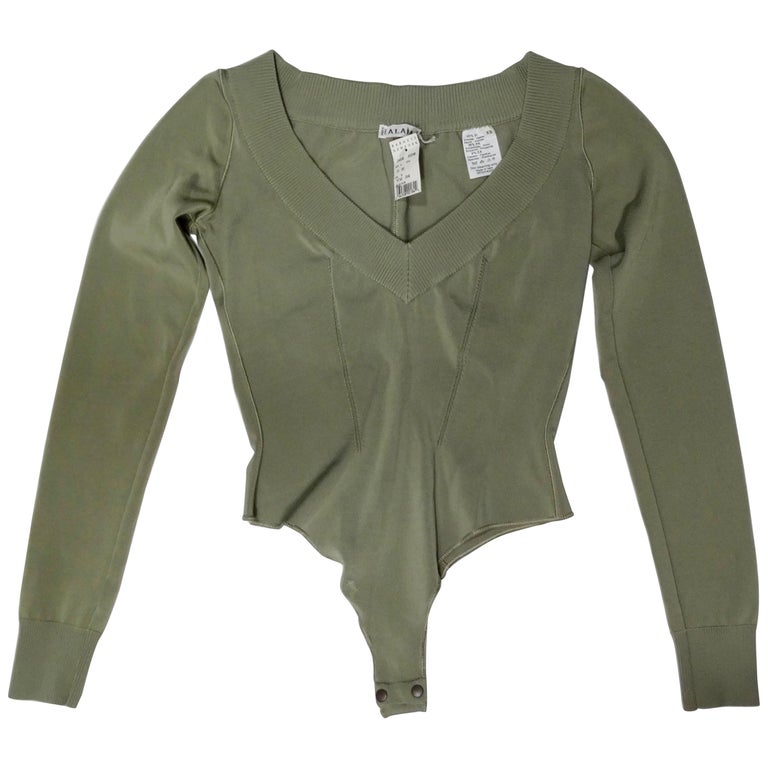Alaia 1990s Sage Green Bodysuit For Sale at 1stDibs