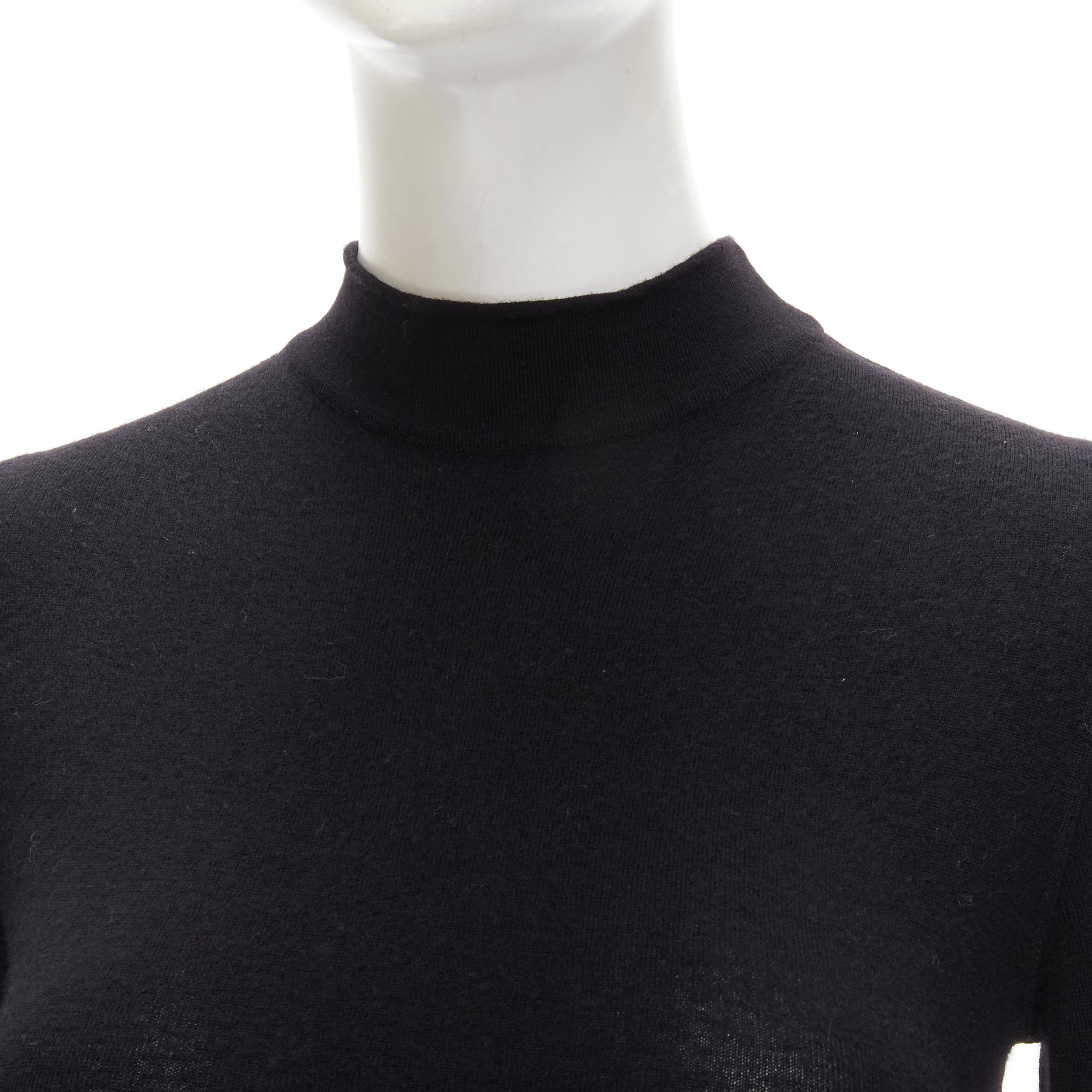 ALAIA 1990's Vintage black wool mock neck long sleeve  high cut bodysuit top M For Sale 2