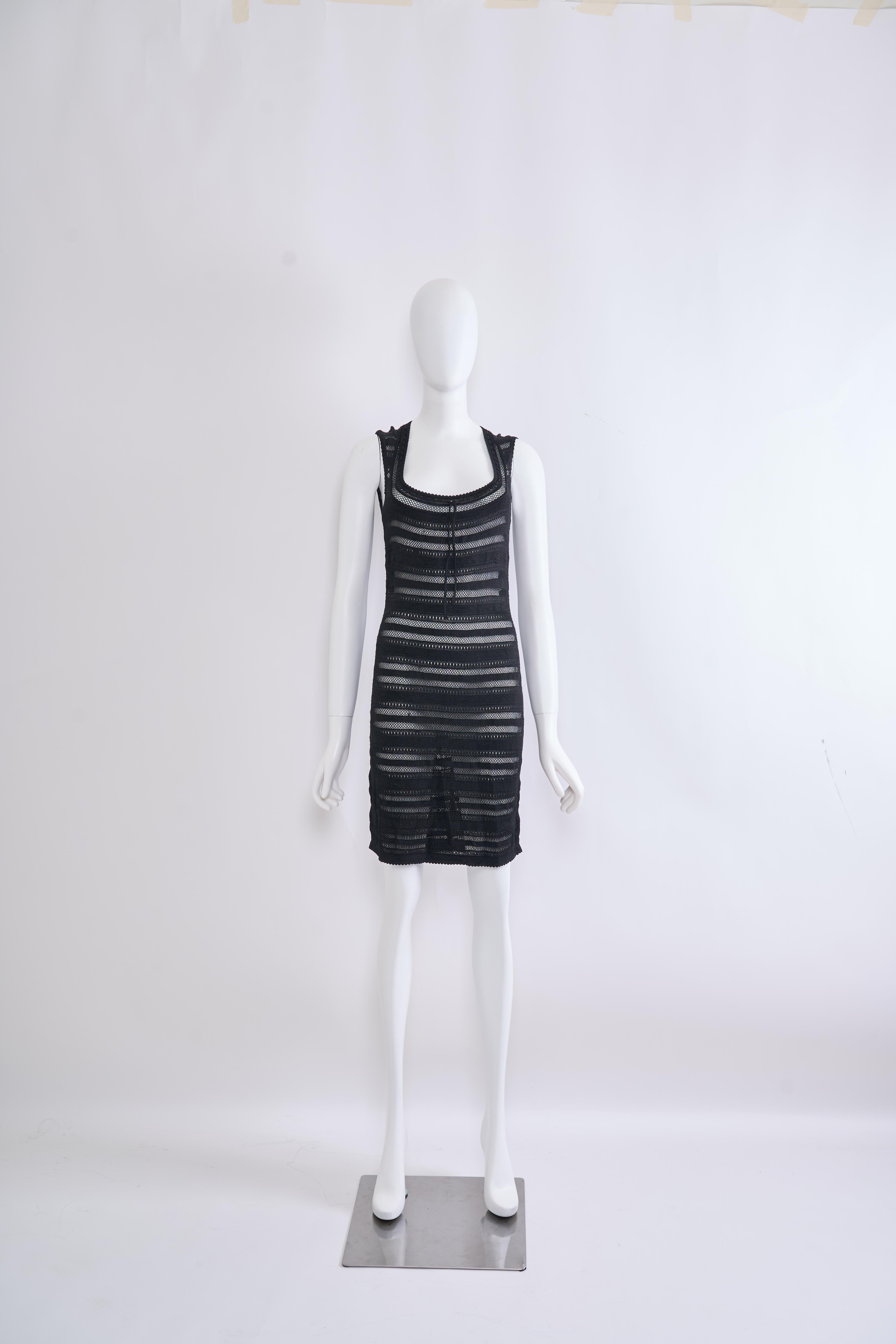 Black Alaia 1993 sheer crochet dress