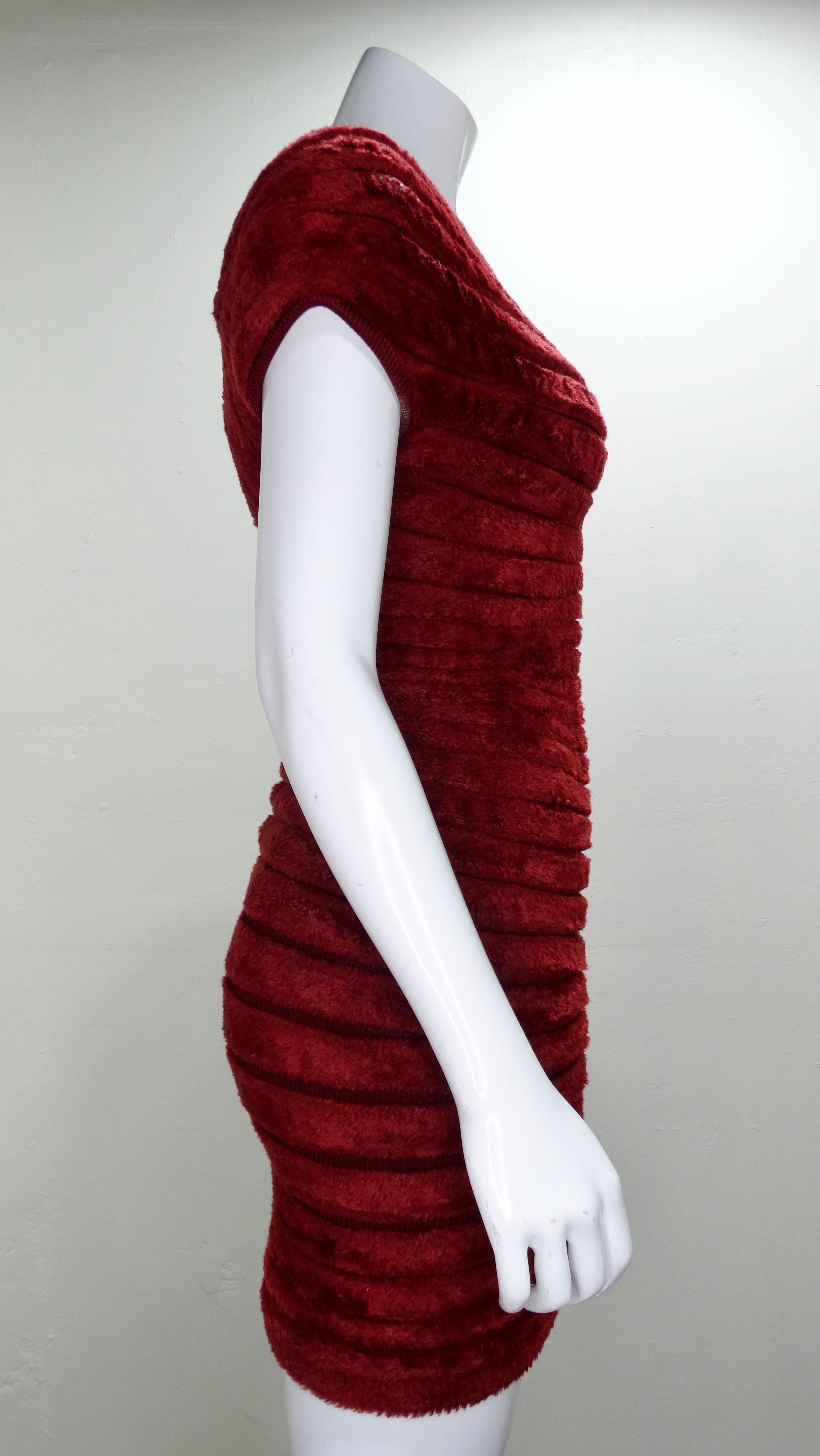 Alaia 1994 Burgundy 'Houpette' Dress In Good Condition In Scottsdale, AZ