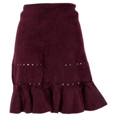 Alaïa 2000s Faux Suede Ruffled Hem Skirt Size S
