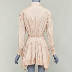 ALAIA 2012 nude cream laser cut overlay cotton peplum shirt dress FR38 M