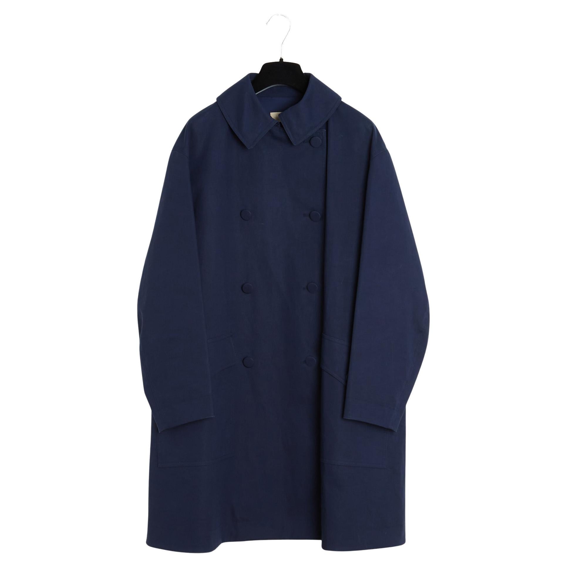 Alaia 2015s Manteau Trench Marine FR38 Oversized Navy Trench Rain Coat UK10 US8