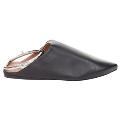 ALAIA 2022 Runway La Babouche black leather pointed toe ring slip on mules EU38