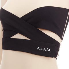 ALAIA 2023 : robe longue à col roulé en jersey beige, effet seconde peau, avec ceinture, taille 36 S