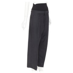 ALAIA 2024 black grey mohair wool wide waistband cropped pants FR38 M