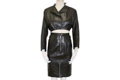 Alaiä 80s Leather Bomber and Skirt Set